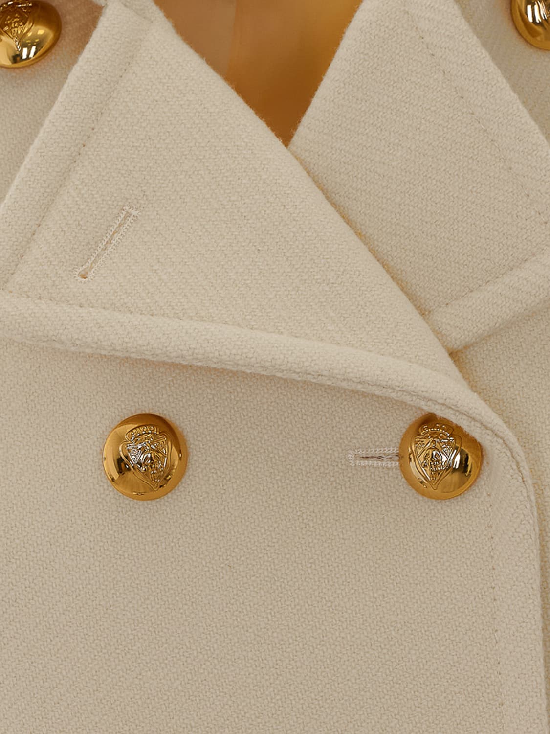 GUCCI COAT: Gucci Knee-Length Double-Breasted Wool Blend Coat, White - Img 4