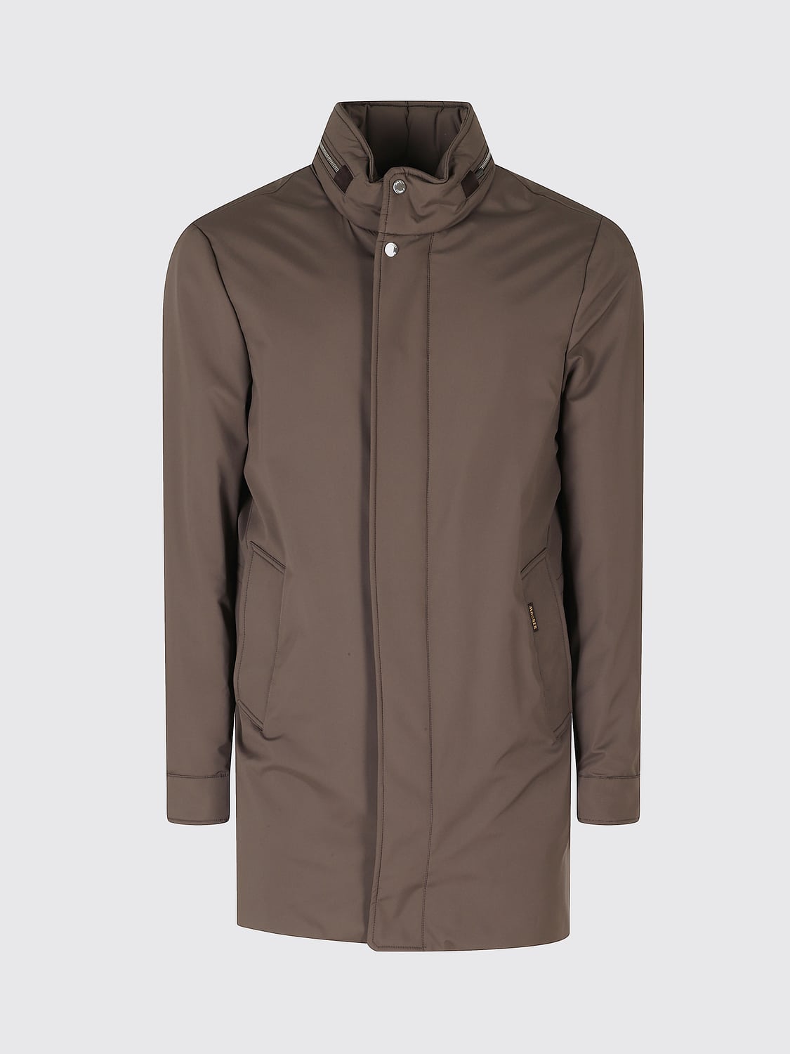 MOORER COAT: Moorer Knee-Length Polyester Parka with High Collar, Brown - Img 2