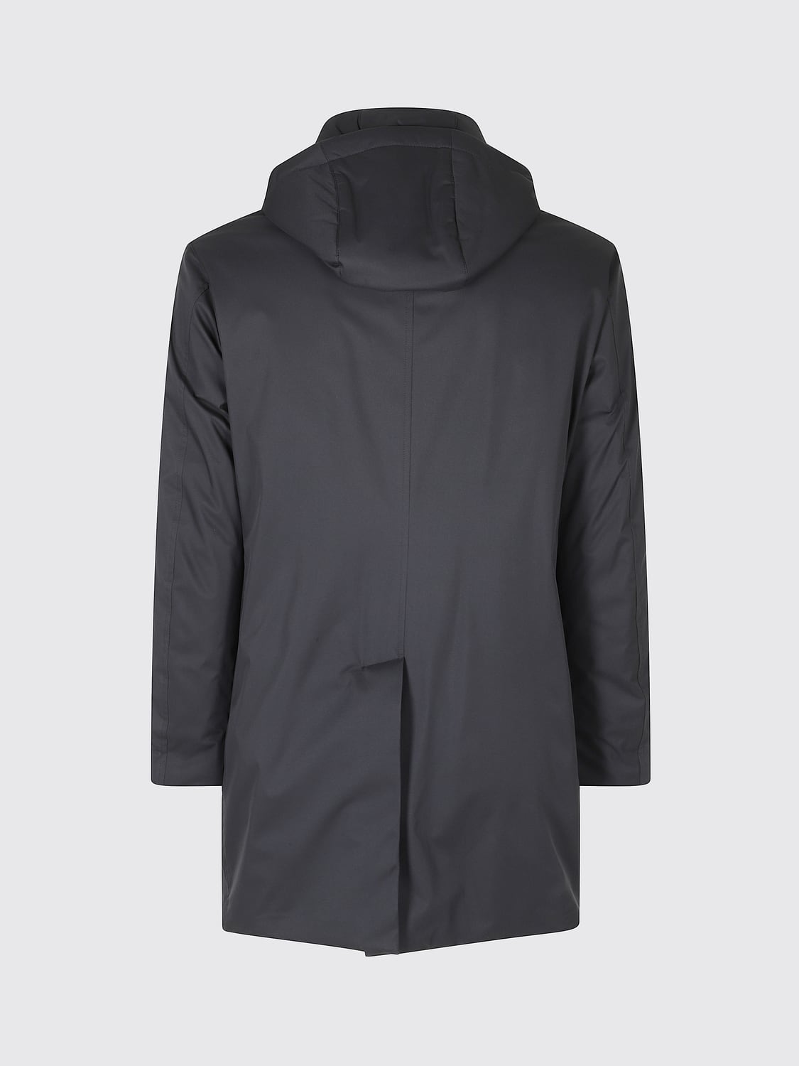 MOORER JACKET: Moorer Knee-Length Single-Breasted Trench Coat with Hood, Blue - Img 3