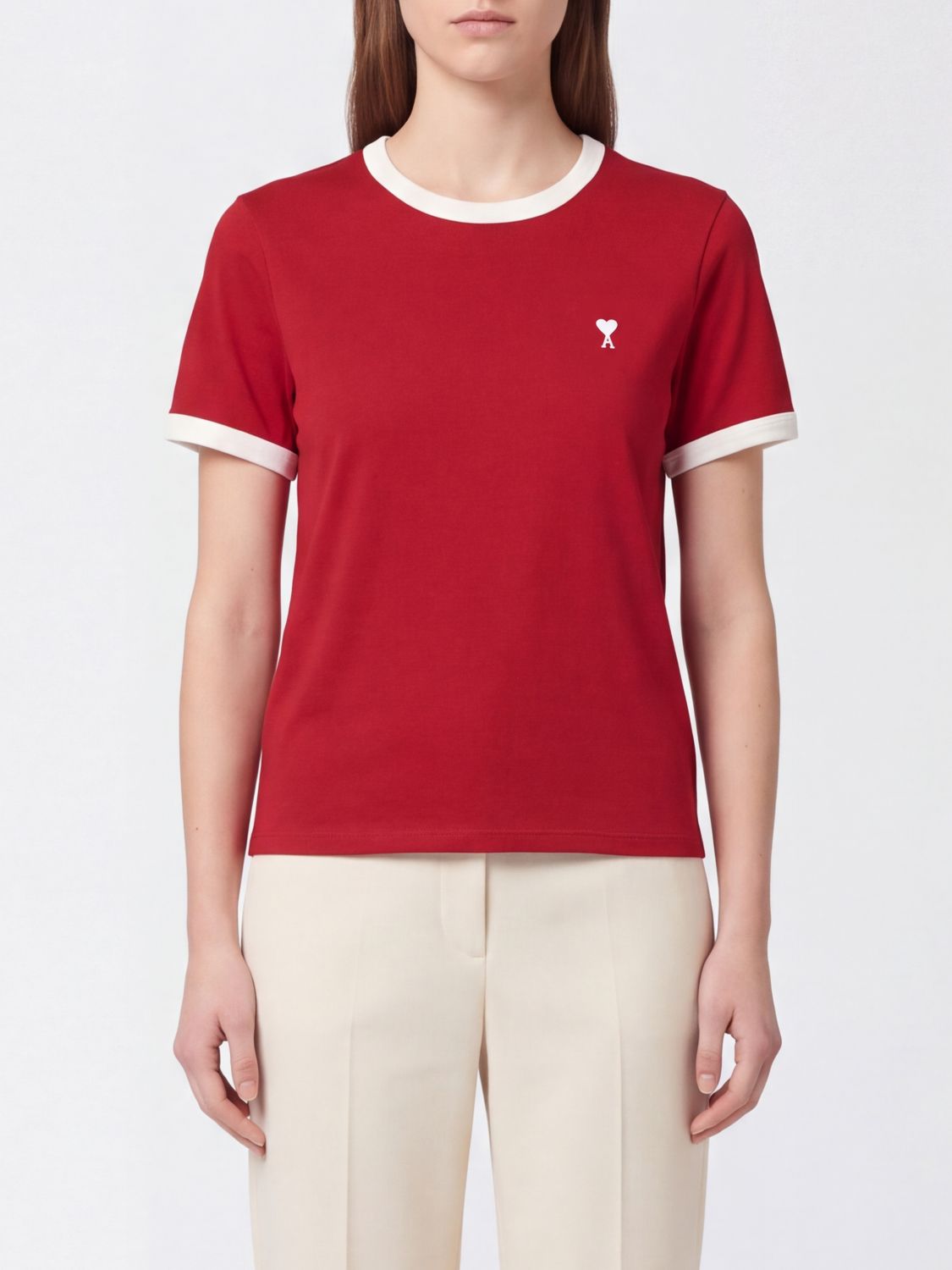 AMI PARIS POLO: Polo damen Ami Paris, Rot - Img 1