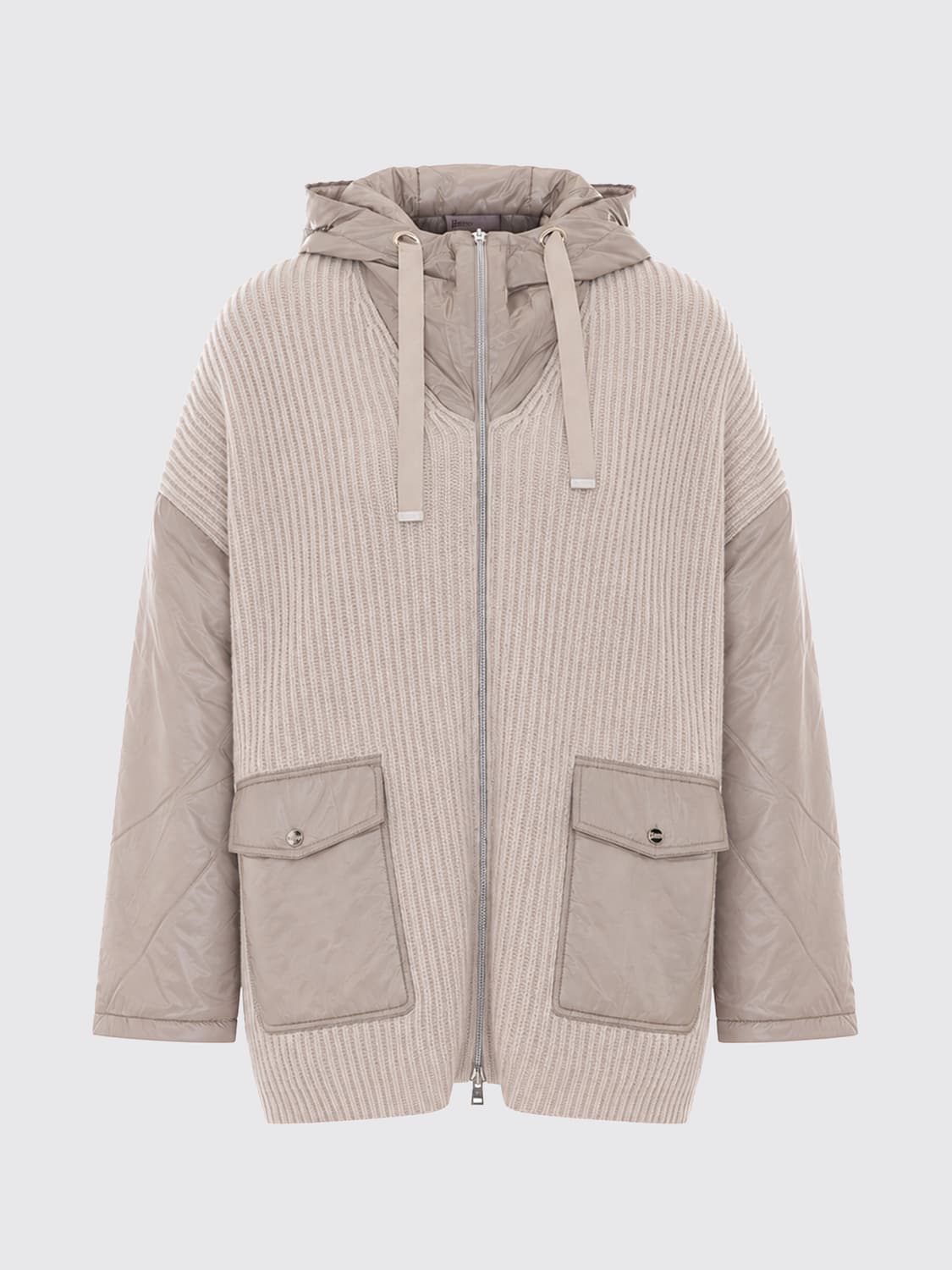 HERNO COAT: Herno Short Wool and Nylon Jacket with Padded Hood, Pink - Img 2
