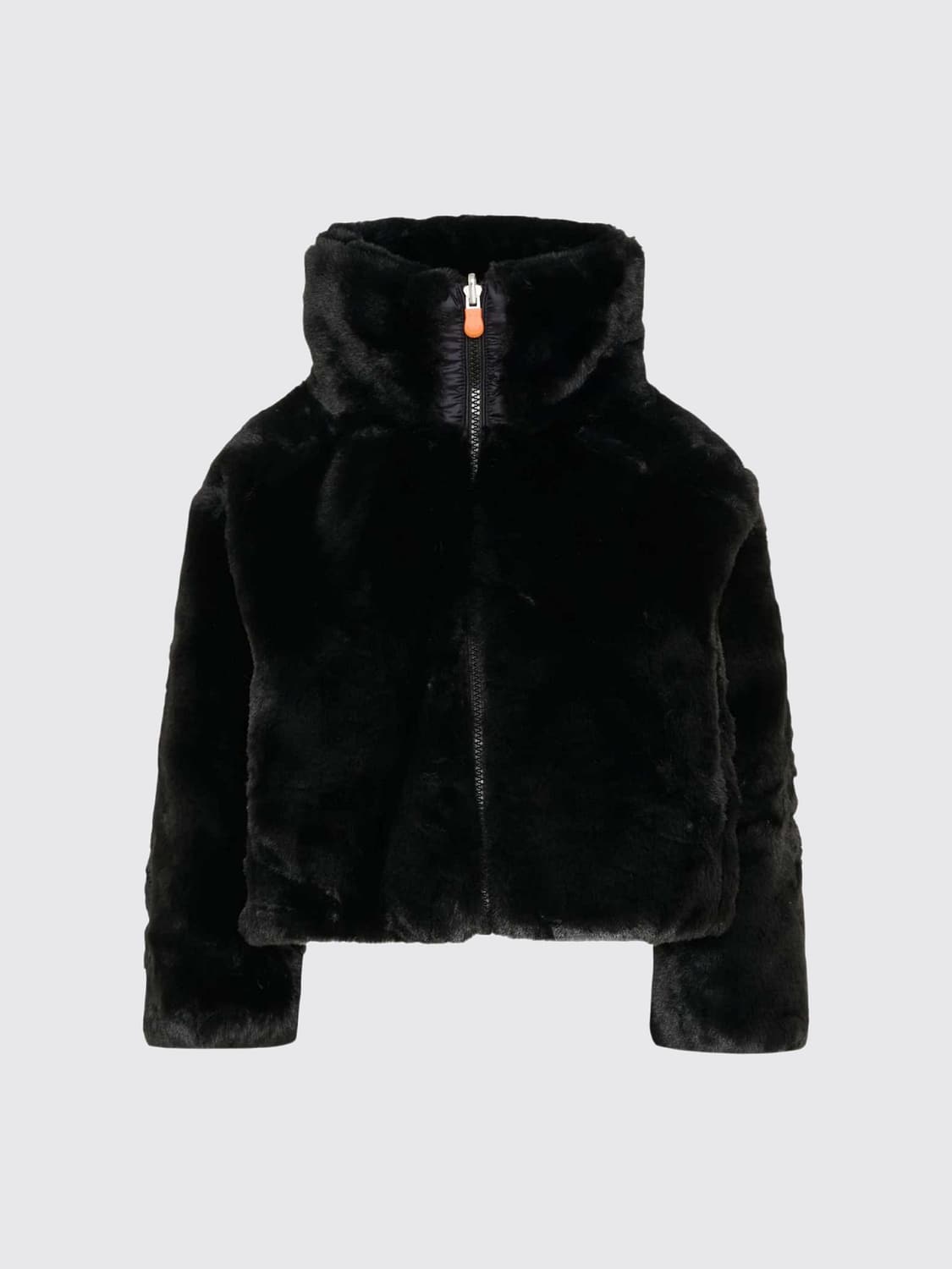 SAVE THE DUCK COAT: Save The Duck Boy's Reversible Faux Fur Hooded Jacket, Black - Img 1