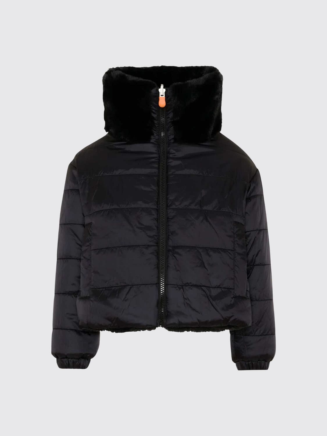 SAVE THE DUCK COAT: Save The Duck Boy's Reversible Faux Fur Hooded Jacket, Black - Img 3