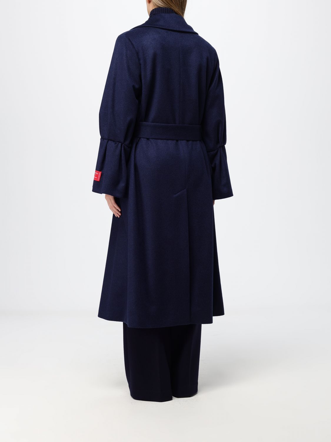 BEATRICE BRANDINI CAPPOTTO: Caban Beatrice Brandini in cashmere con collo a fusciacca e romantiche balze, Blue - Img 2