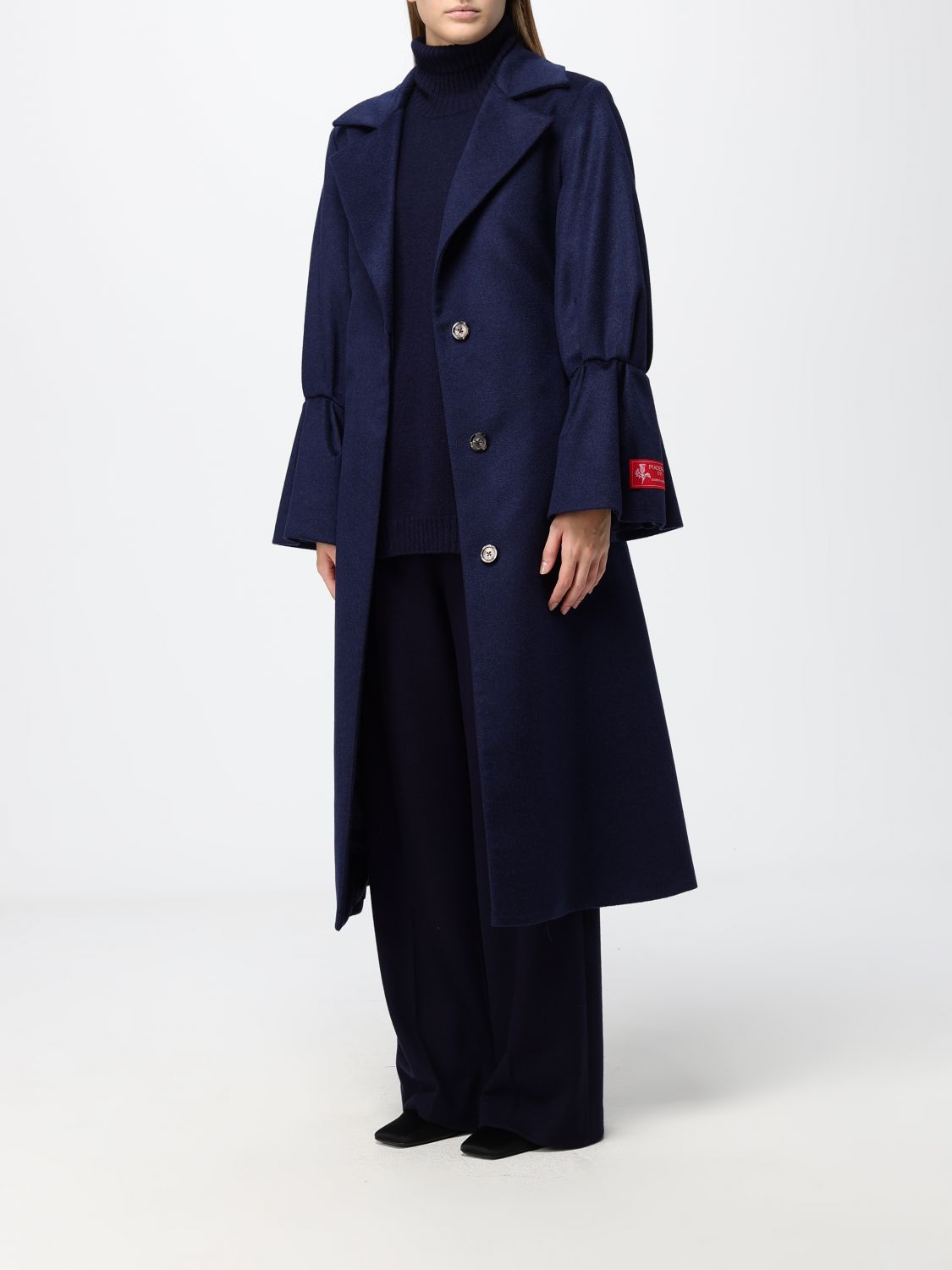 BEATRICE BRANDINI CAPPOTTO: Caban Beatrice Brandini in cashmere con collo a fusciacca e romantiche balze, Blue - Img 3