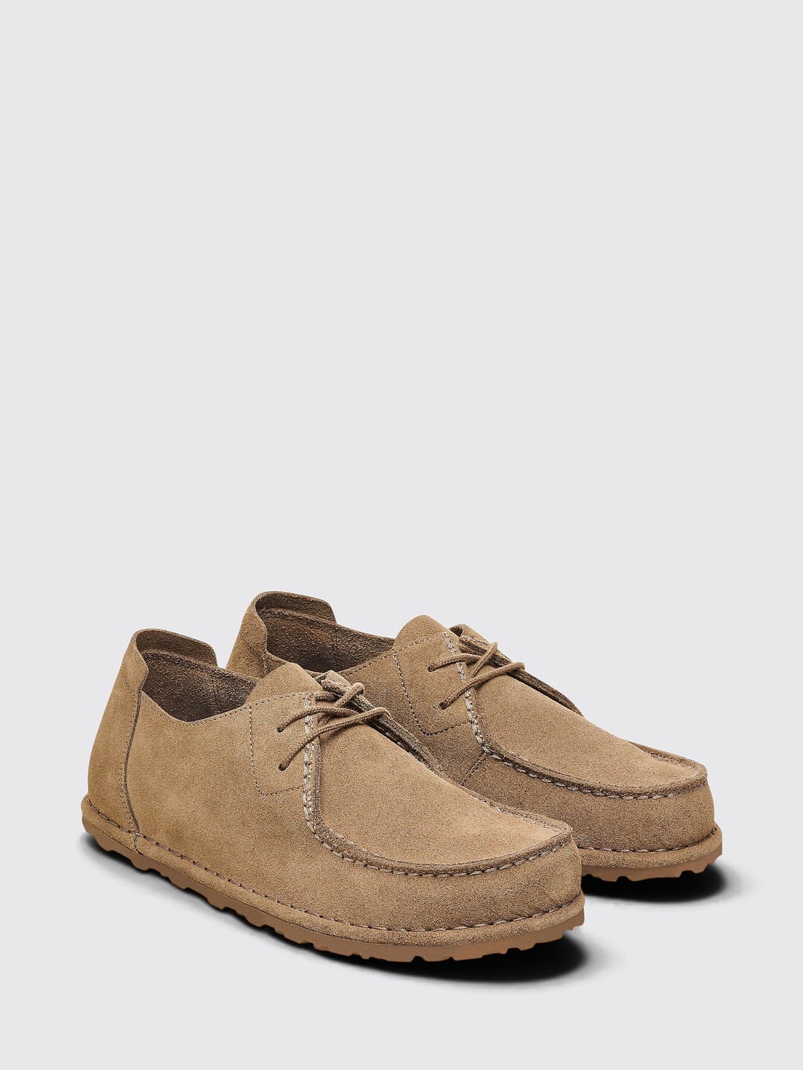 BIRKENSTOCK SCARPE STRINGATE: Scarpe derby Utti Birkenstock in pelle scamosciata con suola leggera in EVA, Grigio - Img 2