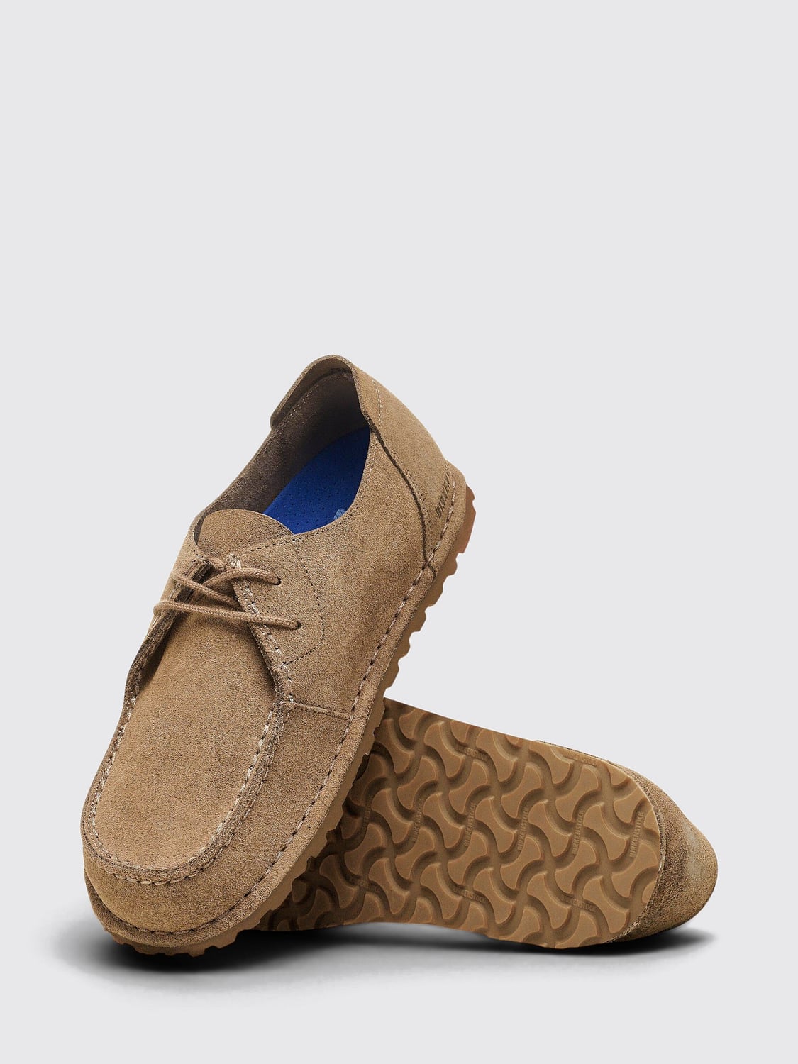 BIRKENSTOCK SCARPE STRINGATE: Scarpe derby Utti Birkenstock in pelle scamosciata con suola leggera in EVA, Grigio - Img 4