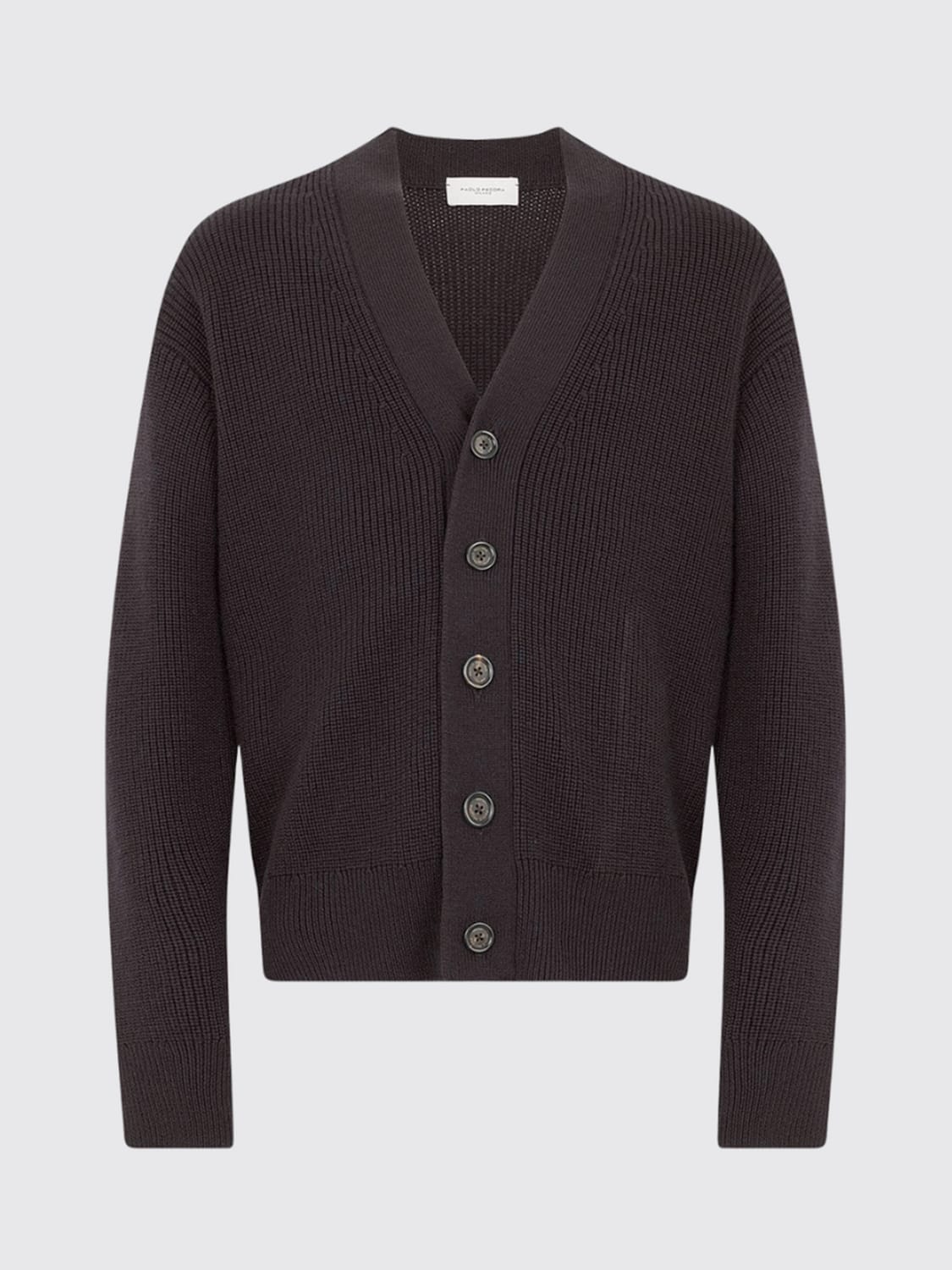 PAOLO PECORA SWEATER: Paolo Pecora Merino Wool V-Neck Cardigan with Buttons, Black - Img 3