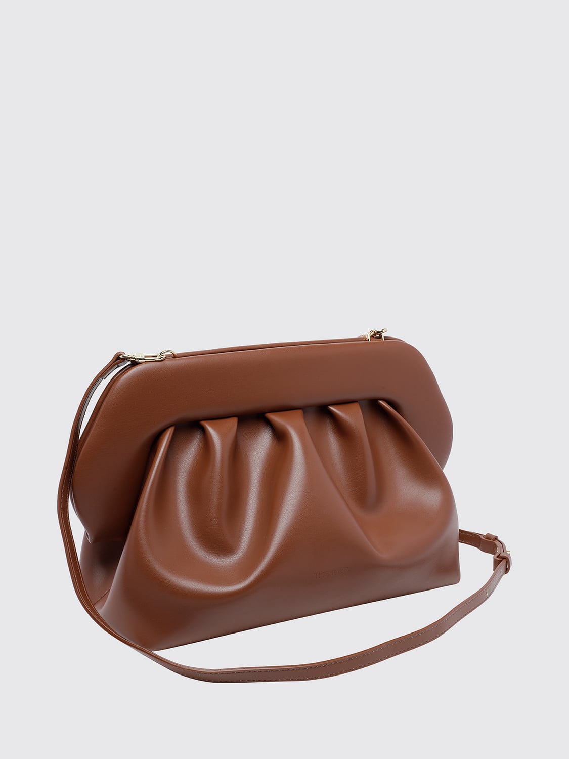 THEMOIRÈ POCHETTE: Pochette Bios Themoirè en cuir vegan à effet drapé, Marron - Img 3