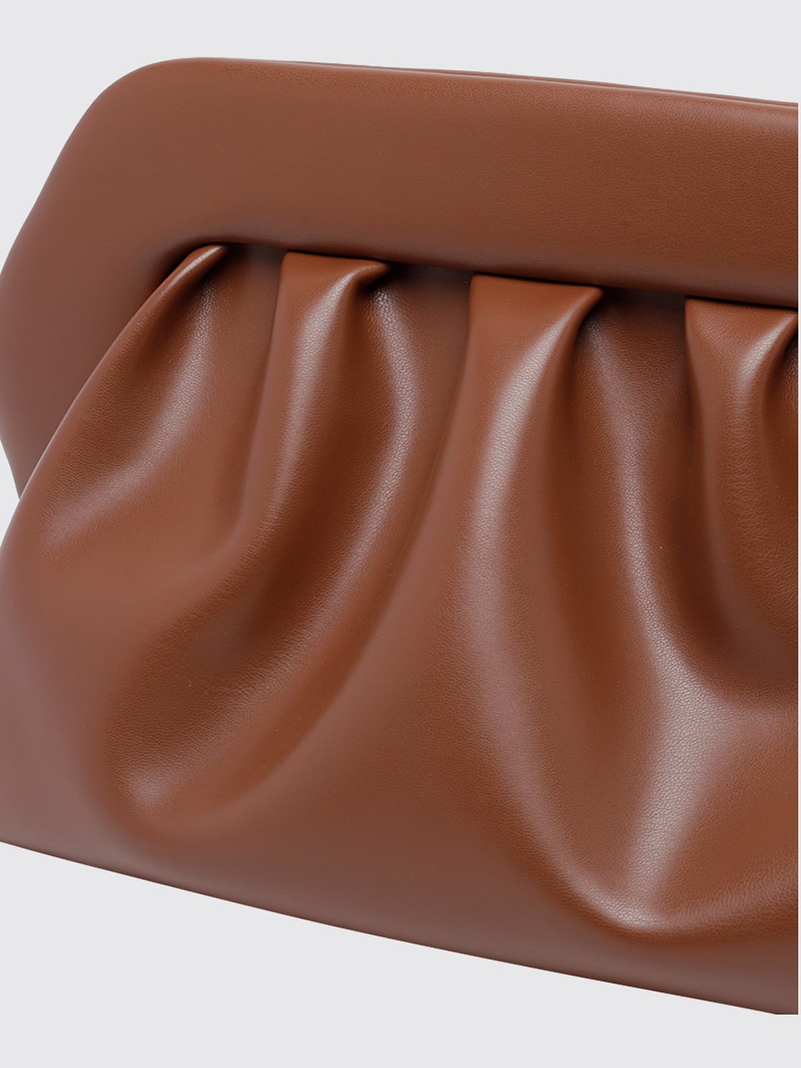 THEMOIRÈ POCHETTE: Pochette Bios Themoirè en cuir vegan à effet drapé, Marron - Img 4
