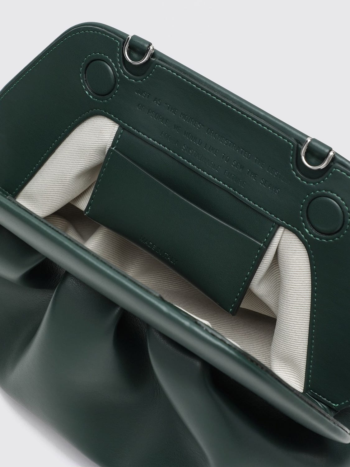 THEMOIRÈ POCHETTE: Pochette Bios Themoirè en cuir vegan à design drapé, Olive - Img 5