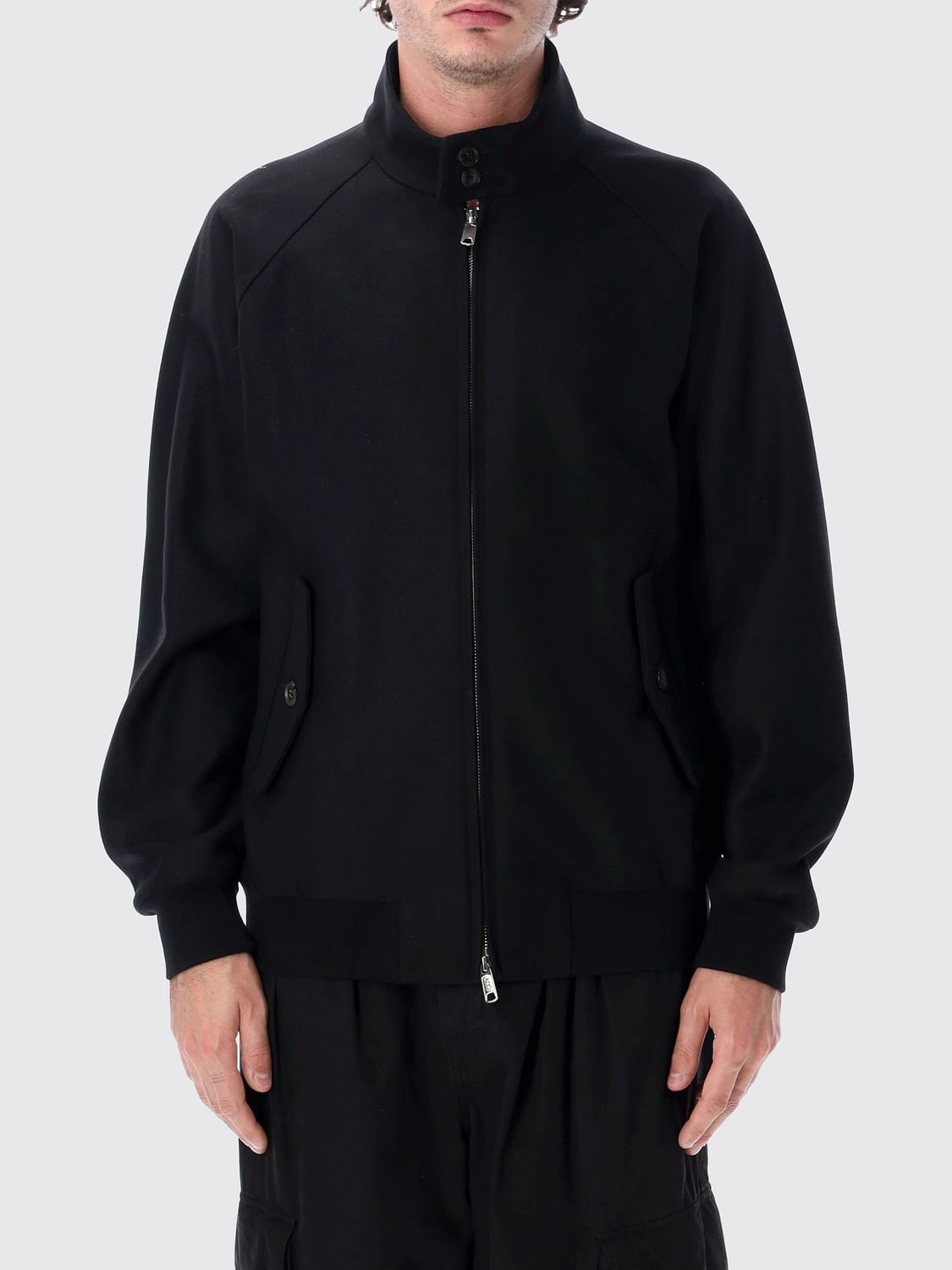 BARACUTA JACKET: Harrington Wool Bomber Jacket BARACUTA with High Collar and Flap Pockets, Black - Img 1