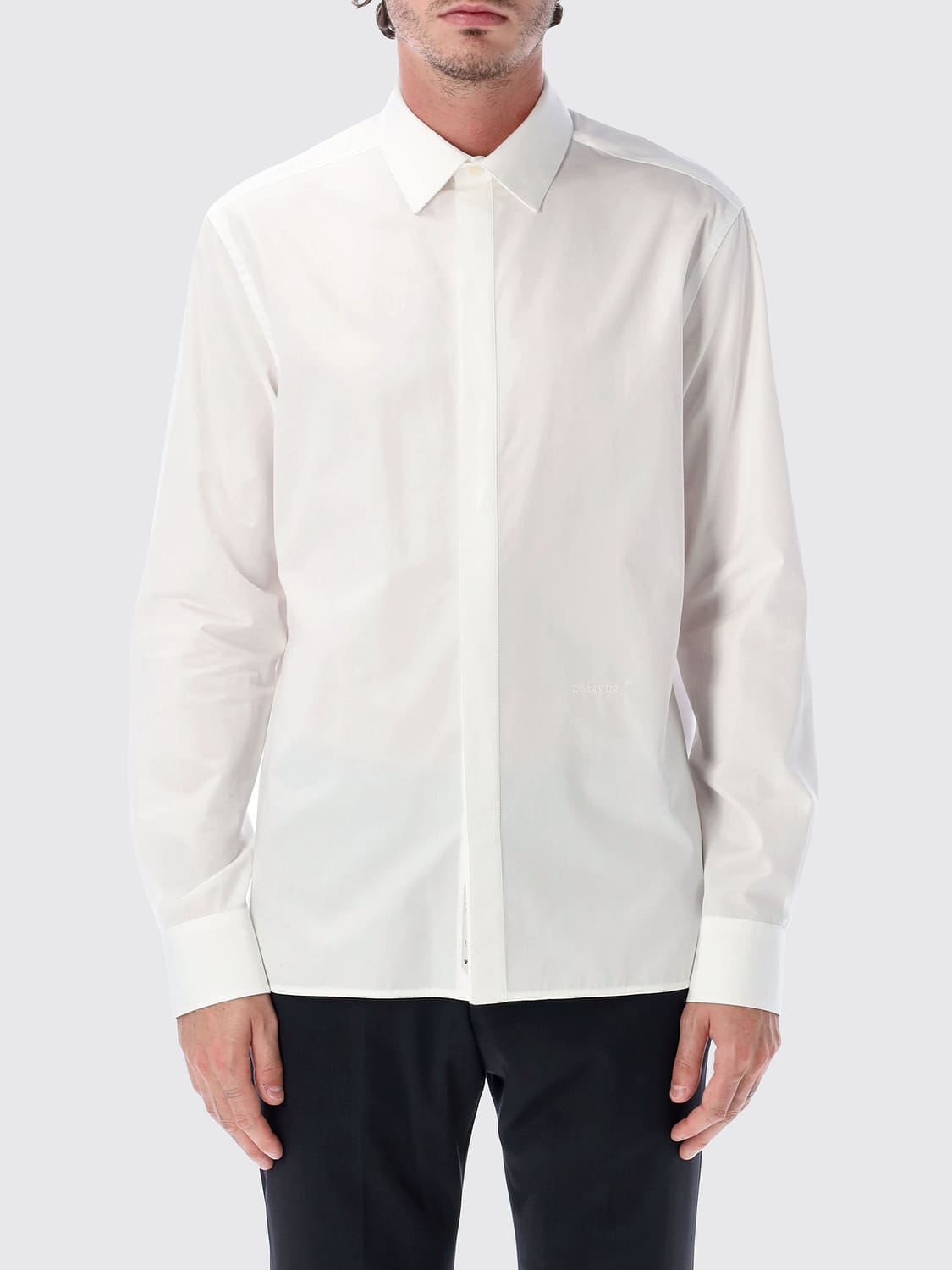 LANVIN CAMISA: Camisa clásica Lanvin de manga larga con tapeta de botones oculta, Blanco - Img 1