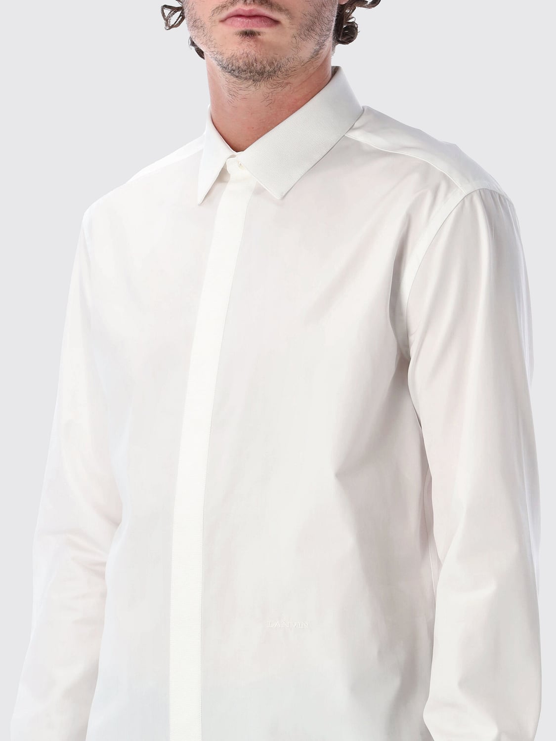 LANVIN CAMISA: Camisa clásica Lanvin de manga larga con tapeta de botones oculta, Blanco - Img 3