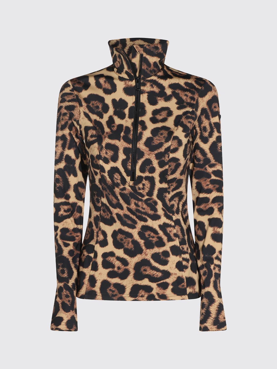 GOLDBERGH TOP: Rollkragenpullover Leona Goldbergh aus technischem Gewebe mit Animal-Print und Reißverschluss, Braun - Img 2