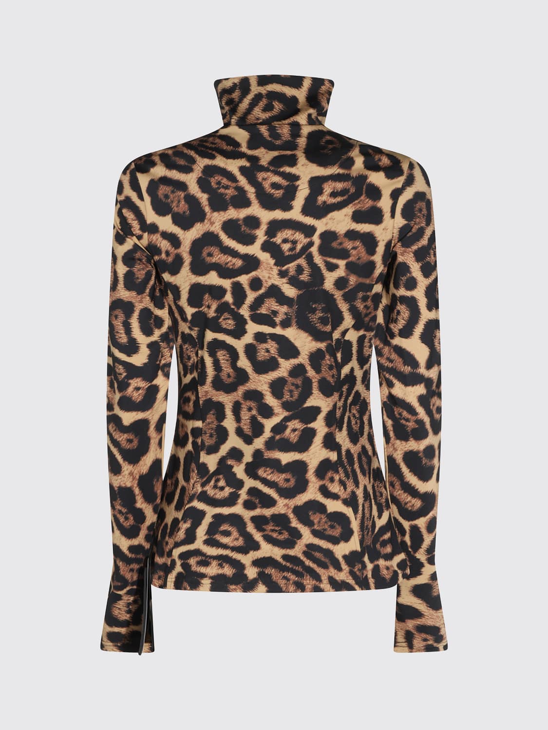 GOLDBERGH TOP: Rollkragenpullover Leona Goldbergh aus technischem Gewebe mit Animal-Print und Reißverschluss, Braun - Img 3