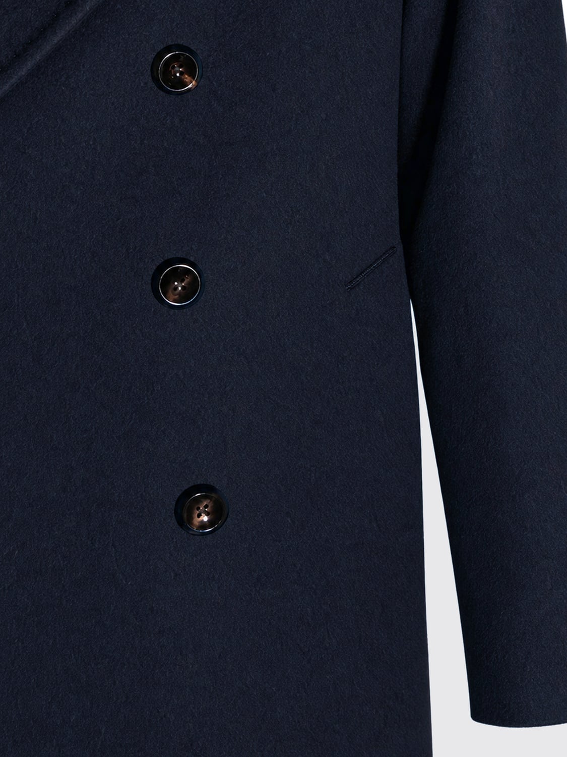 TAGLIATORE COAT: Tagliatore Knee-Length Double-Breasted Coat in Pure Virgin Wool, Blue - Img 4