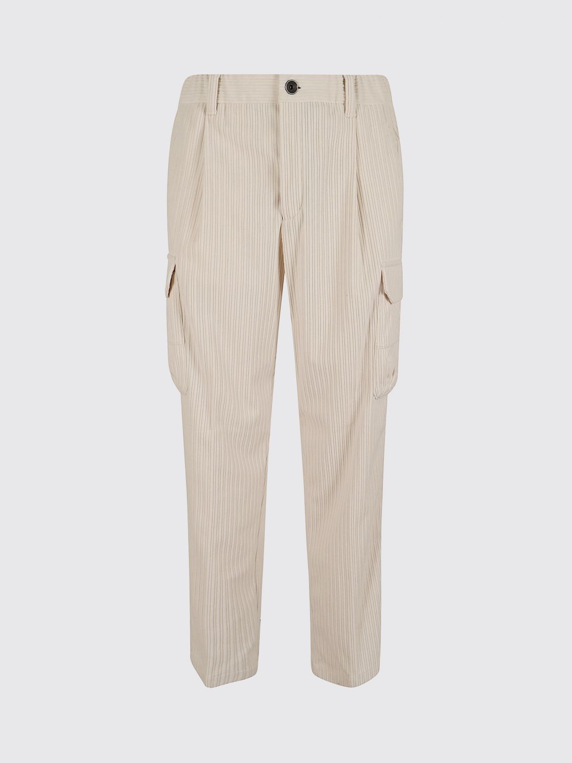 HERNO PANTS: Herno Corduroy Cargo Trousers with Slash and Side Pockets, White - Img 2