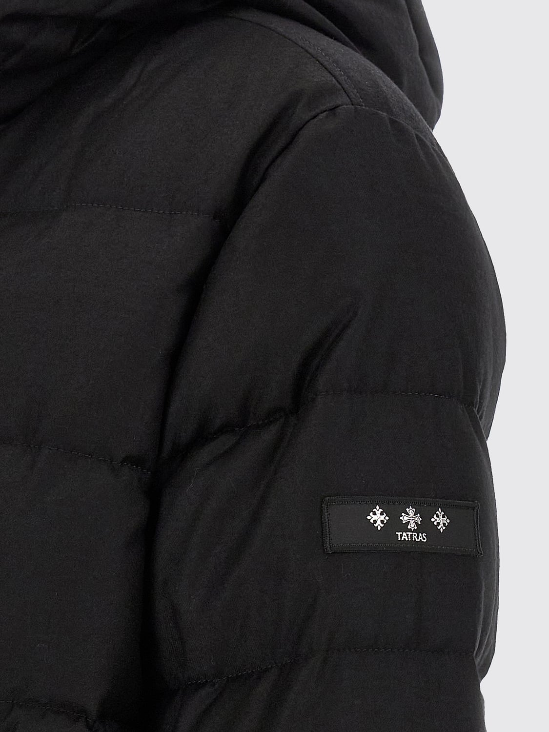 TATRAS JACKET: Tatras Quilted Wool and Silk Down Jacket with Padded Hood and Zip Closure, Black - Img 4