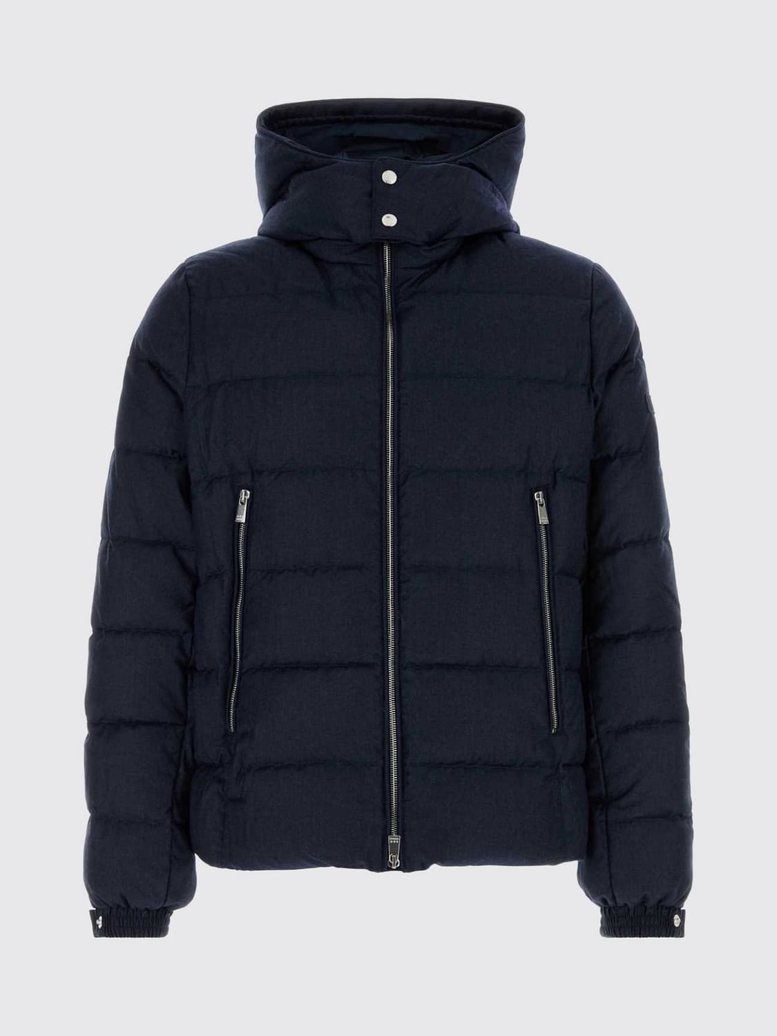 TATRAS JACKET: Tatras Quilted Wool and Silk Down Jacket with Padded Hood and Zip Closure, Navy - Img 2