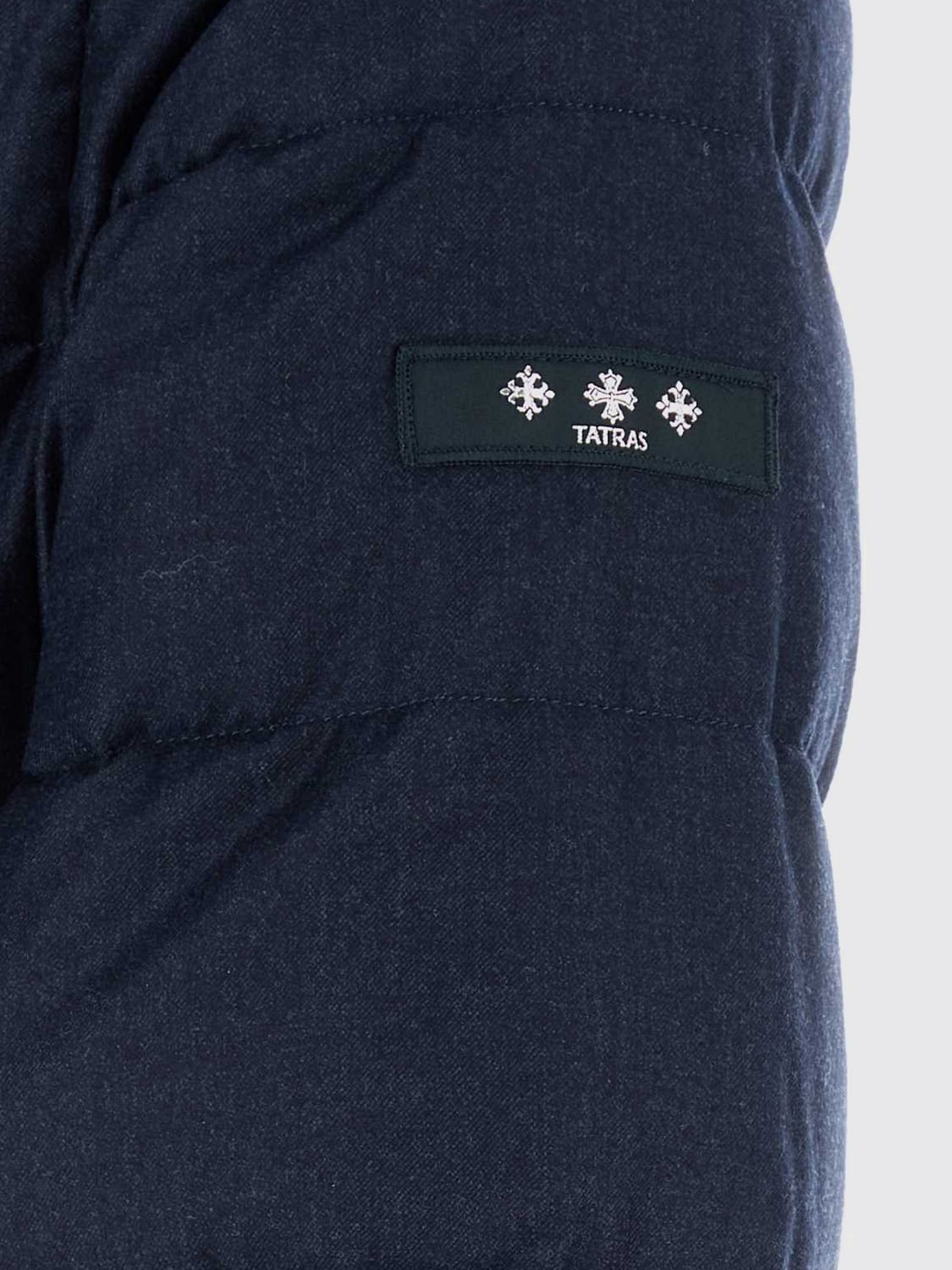 TATRAS JACKET: Tatras Quilted Wool and Silk Down Jacket with Padded Hood and Zip Closure, Navy - Img 4