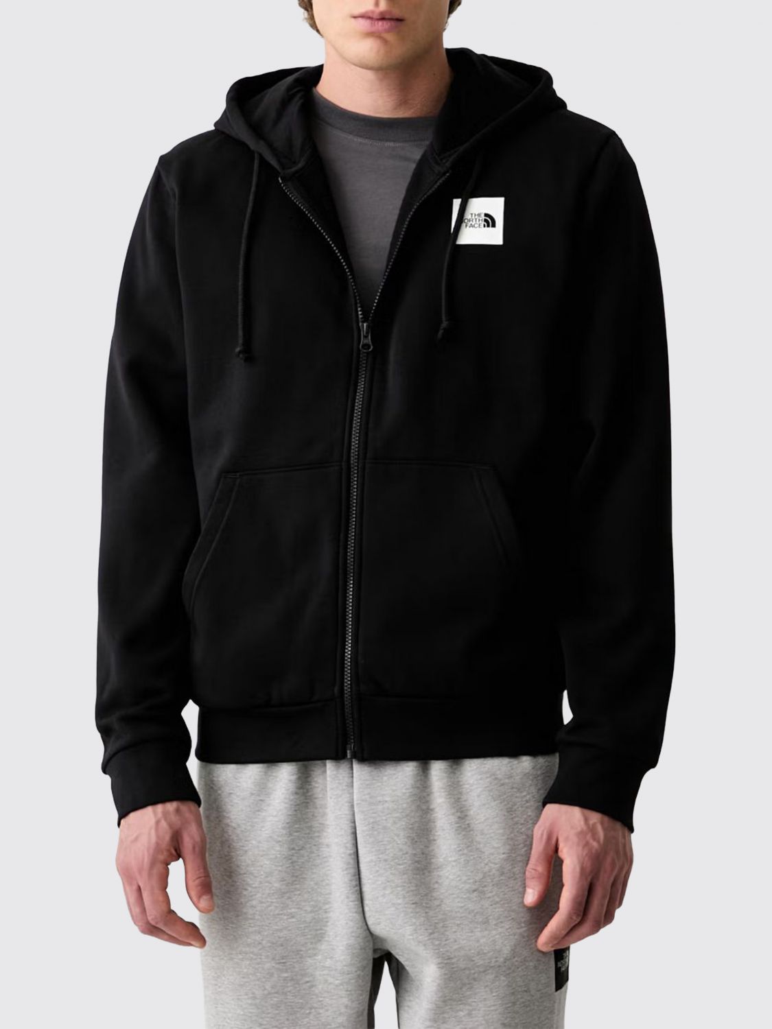THE NORTH FACE SWEATSHIRT: The North Face Cotton Hooded Sweatshirt with Adjustable Drawstring and Zip Closure, Black - Img 1