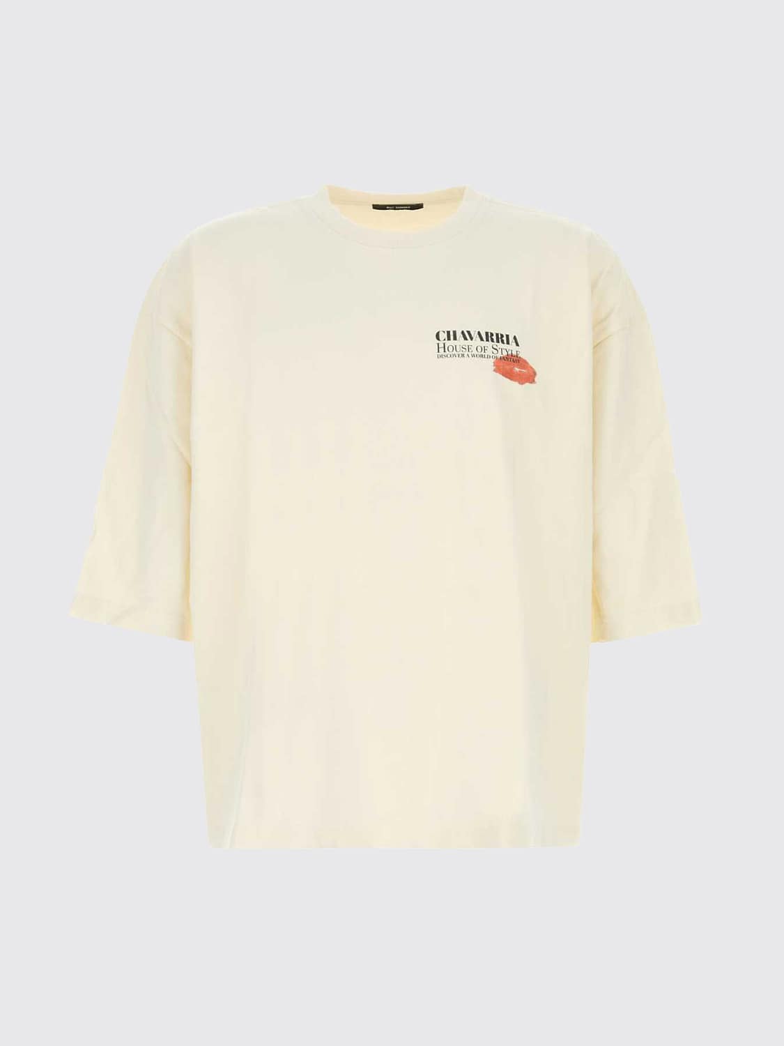 WILLY CHAVARRIA T-SHIRT: Oversized T-Shirt Willy Chavarria in Cotton with Graphic Logo Print, Beige - Img 2