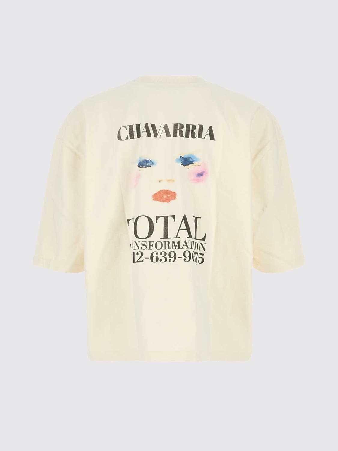 WILLY CHAVARRIA T-SHIRT: Oversized T-Shirt Willy Chavarria in Cotton with Graphic Logo Print, Beige - Img 3