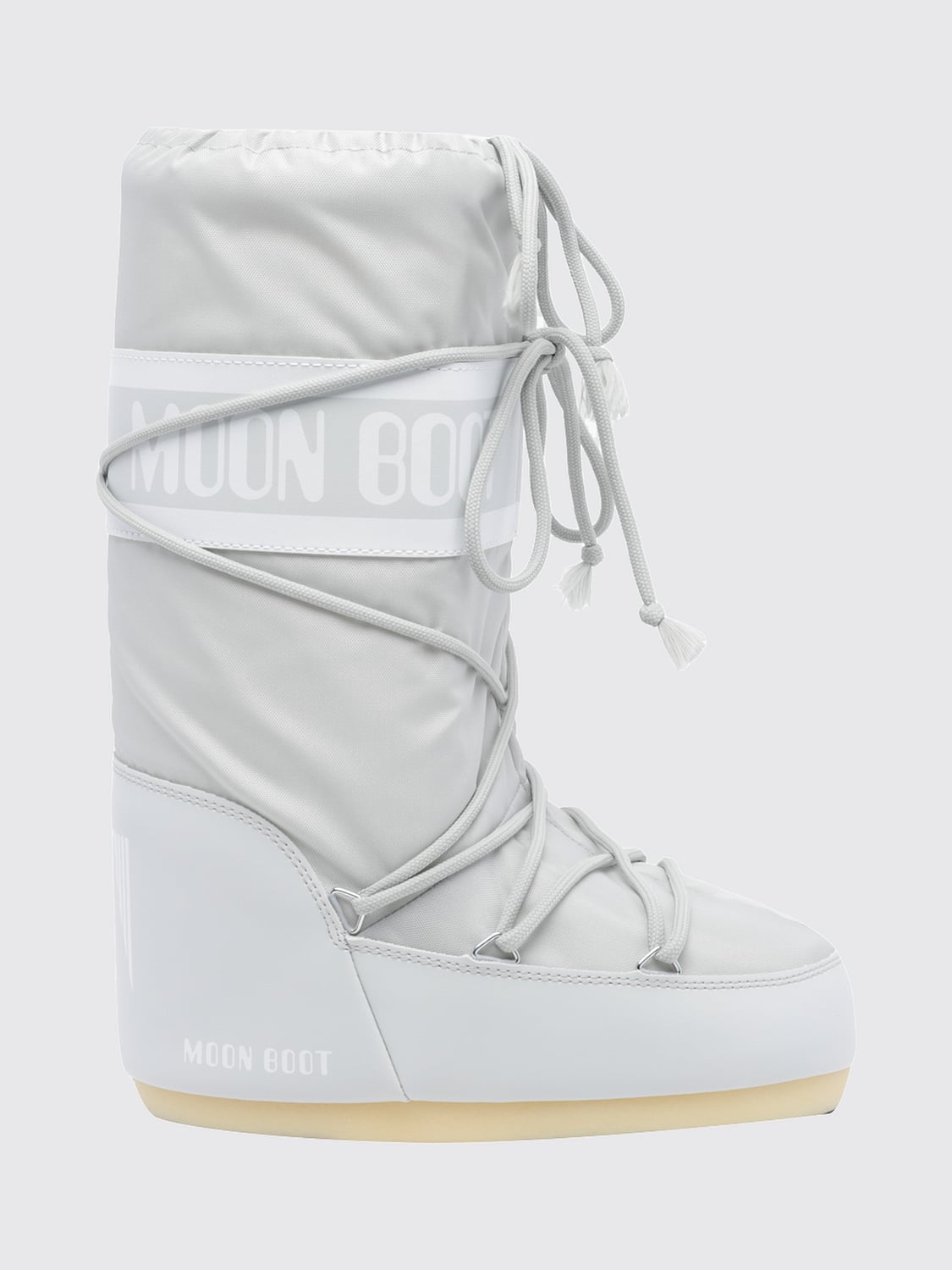 MOON BOOT BOTTES: Bottes de neige Icon Moon Boot en nylon avec logo imprimé, Gris - Img 1