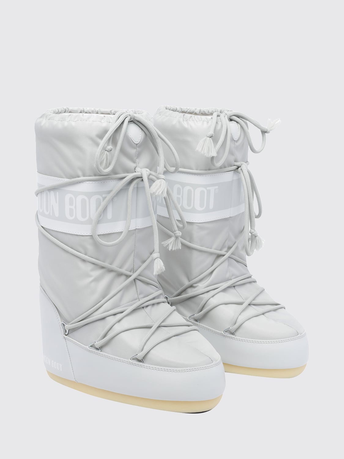 MOON BOOT BOTTES: Bottes de neige Icon Moon Boot en nylon avec logo imprimé, Gris - Img 2