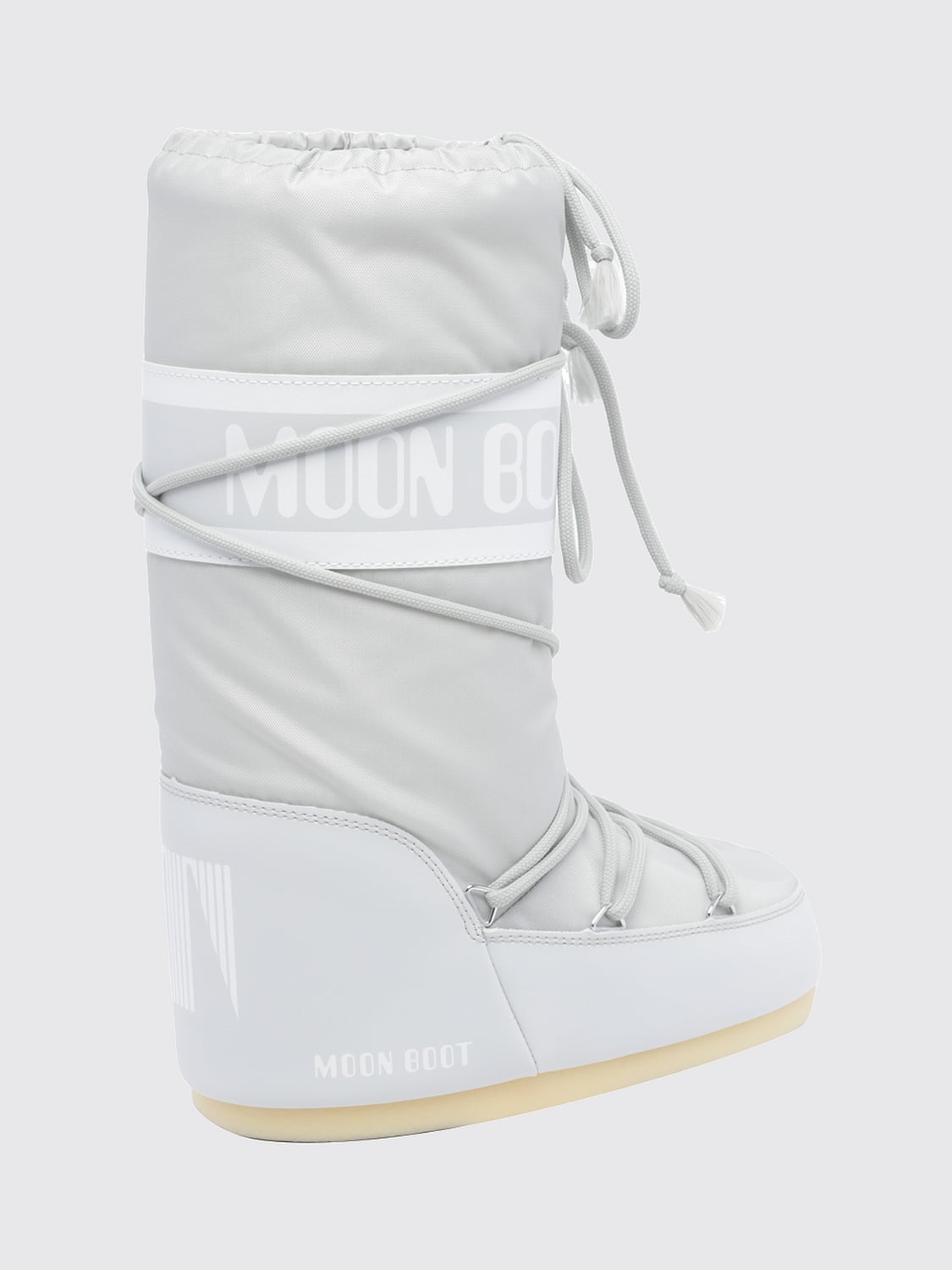MOON BOOT BOTTES: Bottes de neige Icon Moon Boot en nylon avec logo imprimé, Gris - Img 4