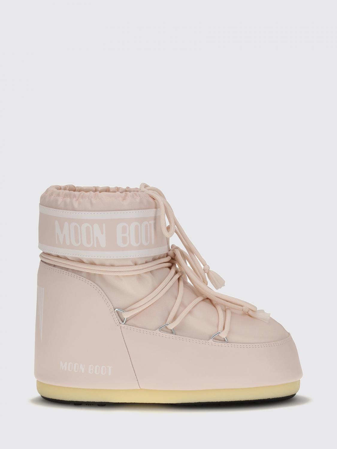 MOON BOOT BOOTS: Icon Moon Boot Low-Cut Nylon Snow Boots with Printed Logo, Pink - Img 1
