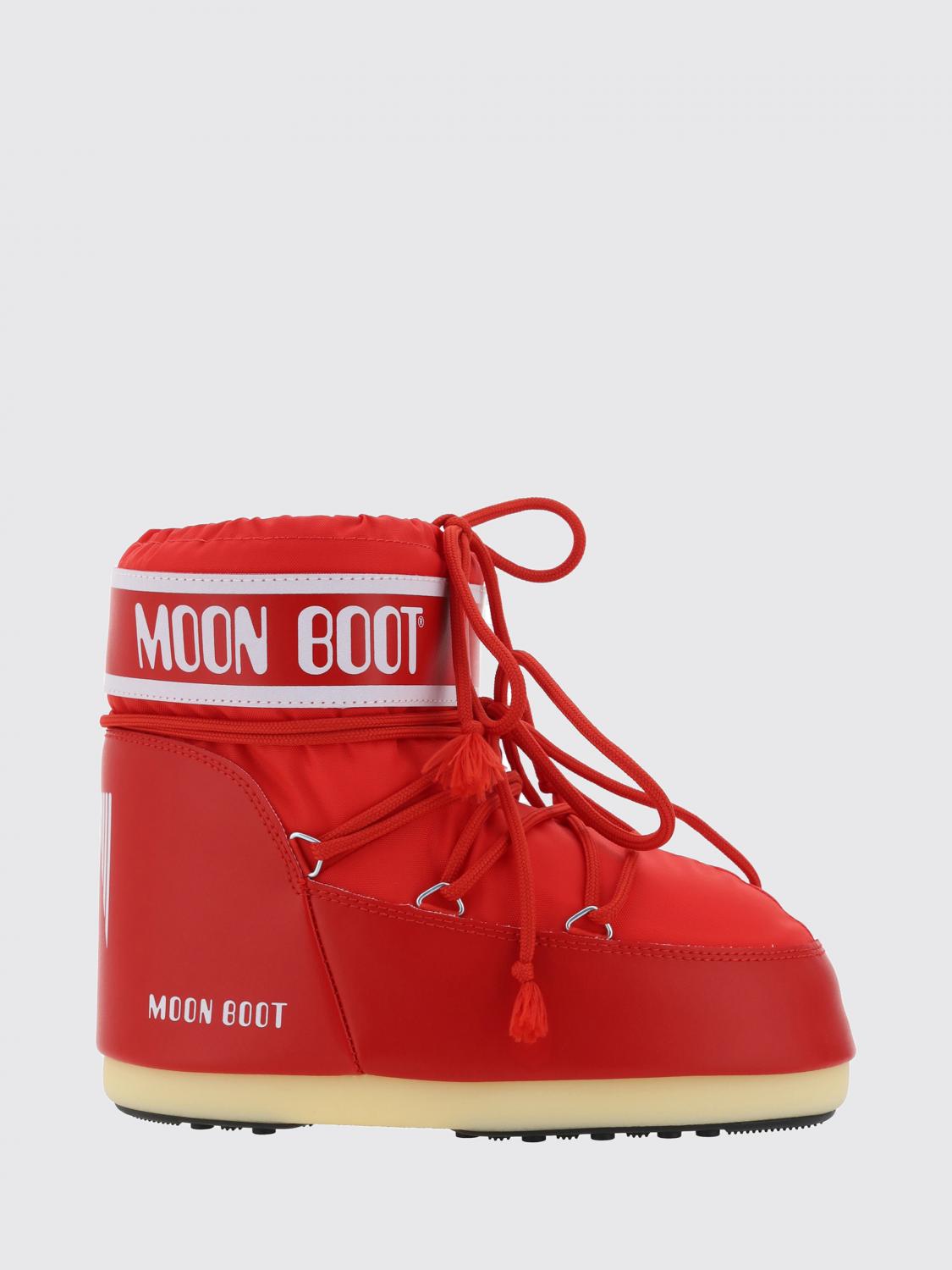 MOON BOOT STIEFEL: Niedrig geschnittene Schneestiefel Icon Moon Boot aus Nylon mit gedrucktem Logo, Rot - Img 1