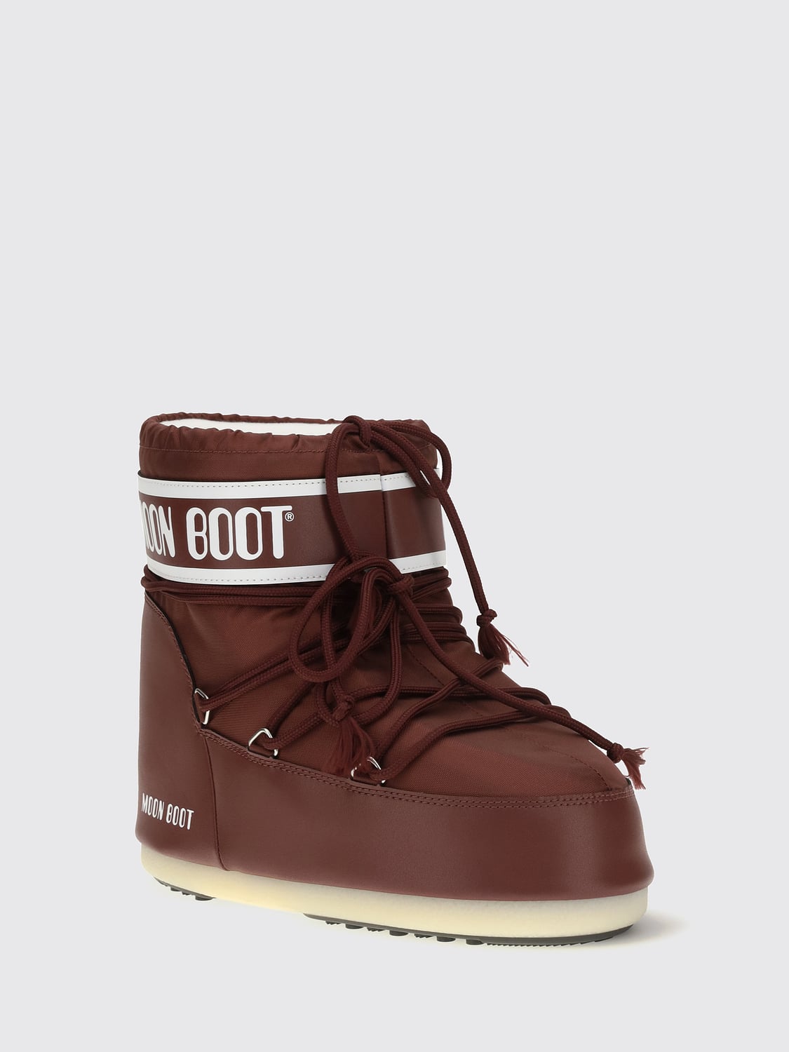 MOON BOOT BOOTS: Icon Moon Boot Low-Cut Nylon Snow Boots with Printed Logo, Burgundy - Img 2