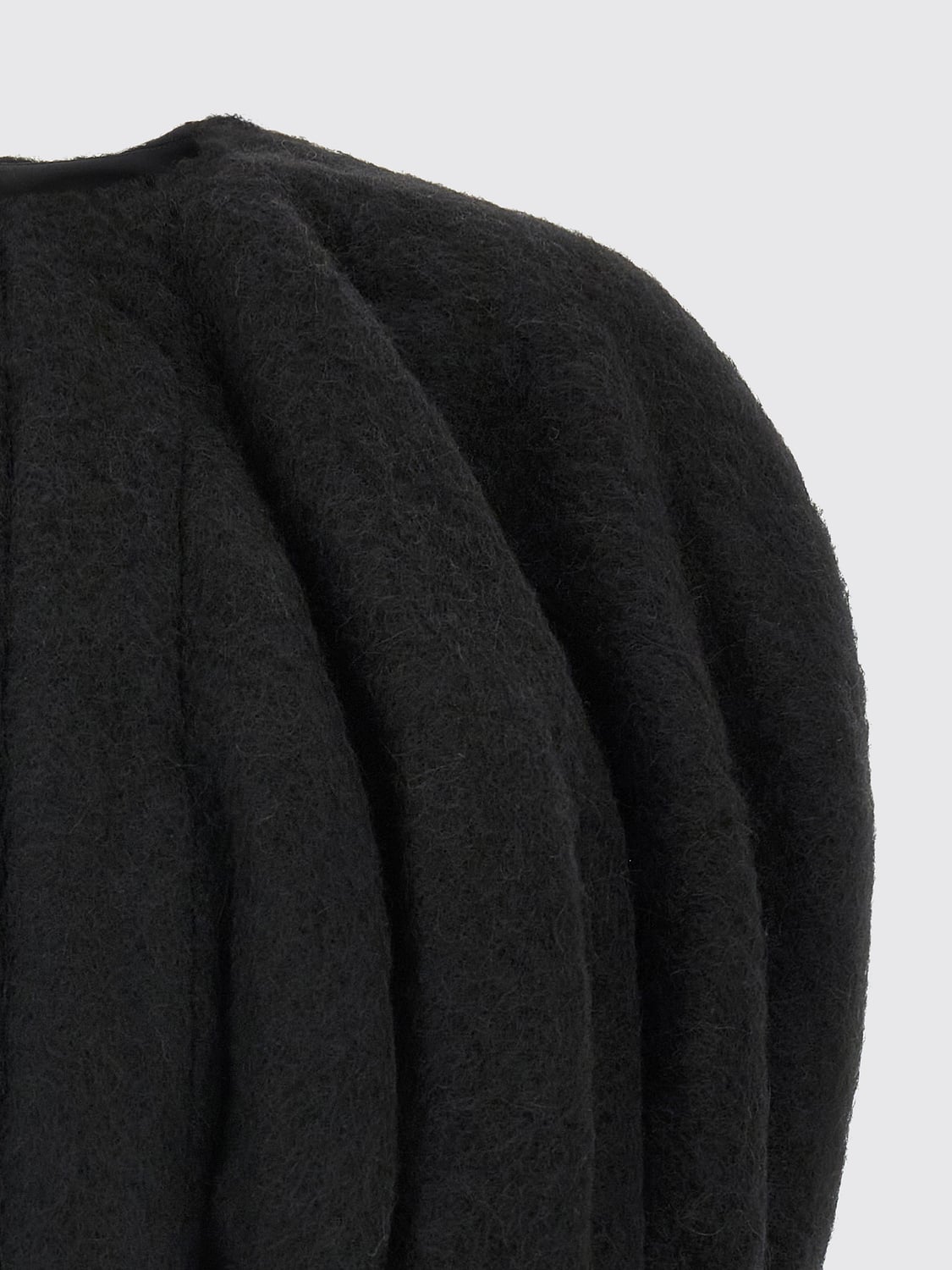 RICK OWENS ABRIGO: Capa corta Rick Owens de mezcla de lana con cuello redondo y cierre oculto, Negro - Img 3