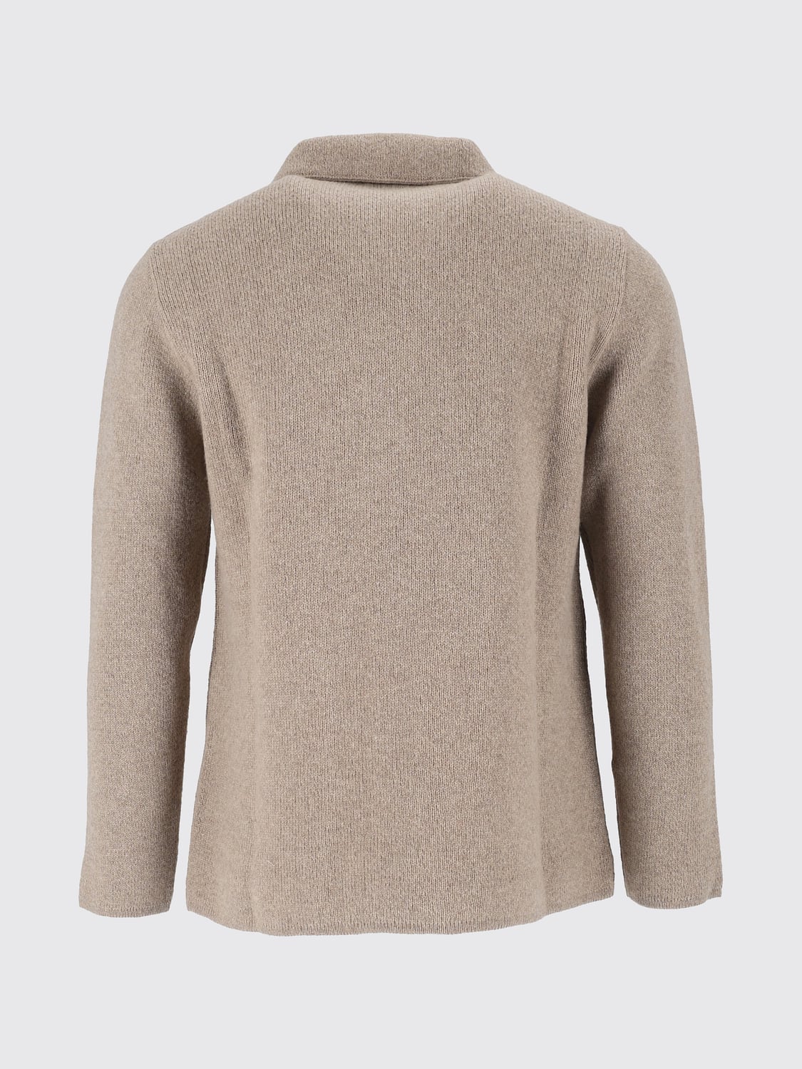 LARDINI SWEATER: Lardini Pure Cashmere Polo-Style Cardigan with Patch Pocket, Ecru - Img 3