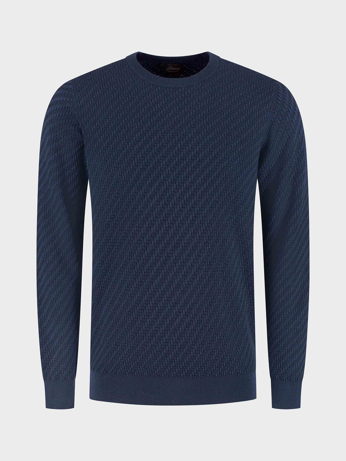 BRIONI SWEATER: Brioni Long-Sleeved Pure Cotton Crewneck Jumper, Blue - Img 2