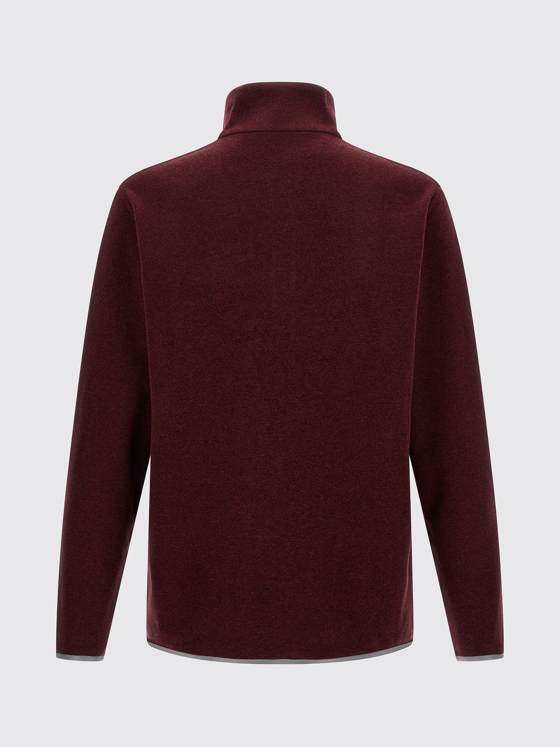 BRUNELLO CUCINELLI SWEATER: Brunello Cucinelli Half-Zip Cashmere and Cotton High-Neck Jumper, Burgundy - Img 3