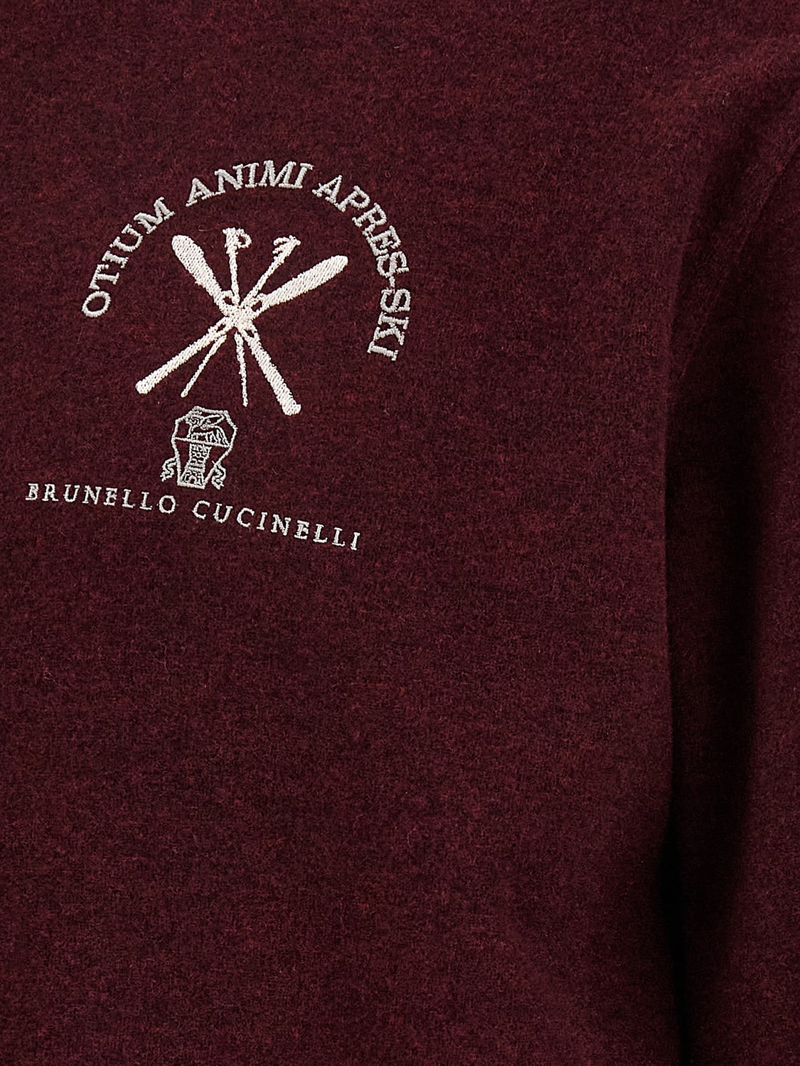 BRUNELLO CUCINELLI SWEATER: Brunello Cucinelli Half-Zip Cashmere and Cotton High-Neck Jumper, Burgundy - Img 4