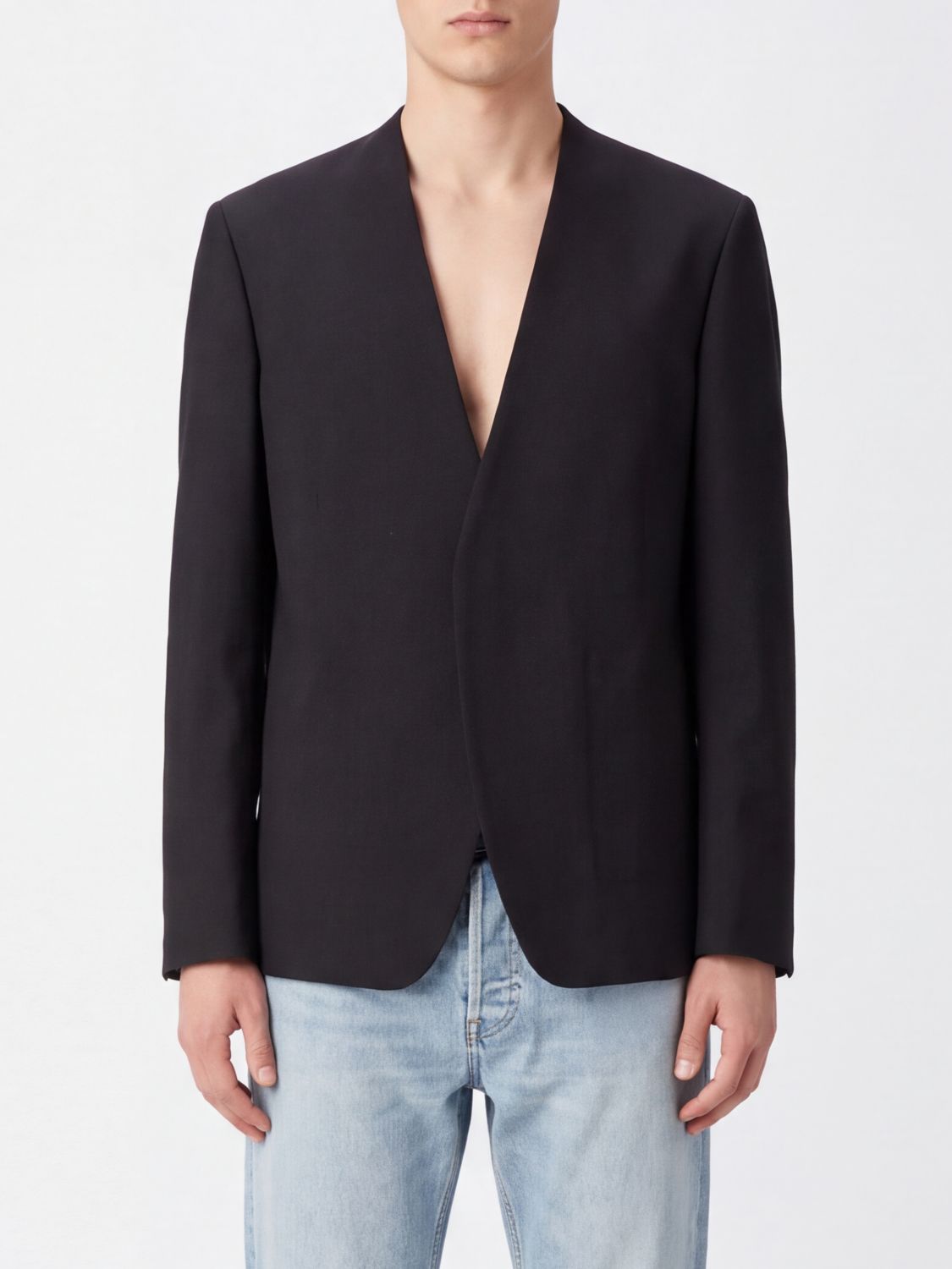 MAISON MARGIELA JACKET: Maison Margiela Single-Breasted Virgin Wool Blazer with Concealed Fastening, Black - Img 1