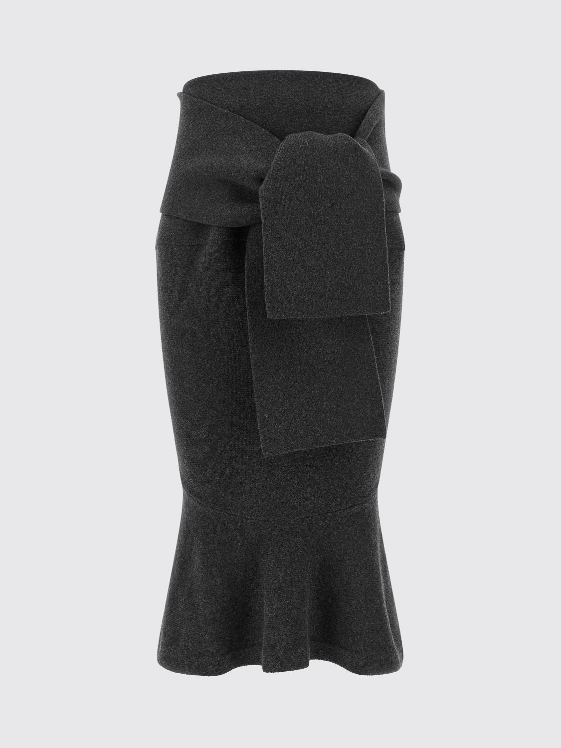JACQUEMUS FALDA: Falda midi de punto Jacquemus de lana merina y cachemir con cintura drapeada, Gris - Img 2