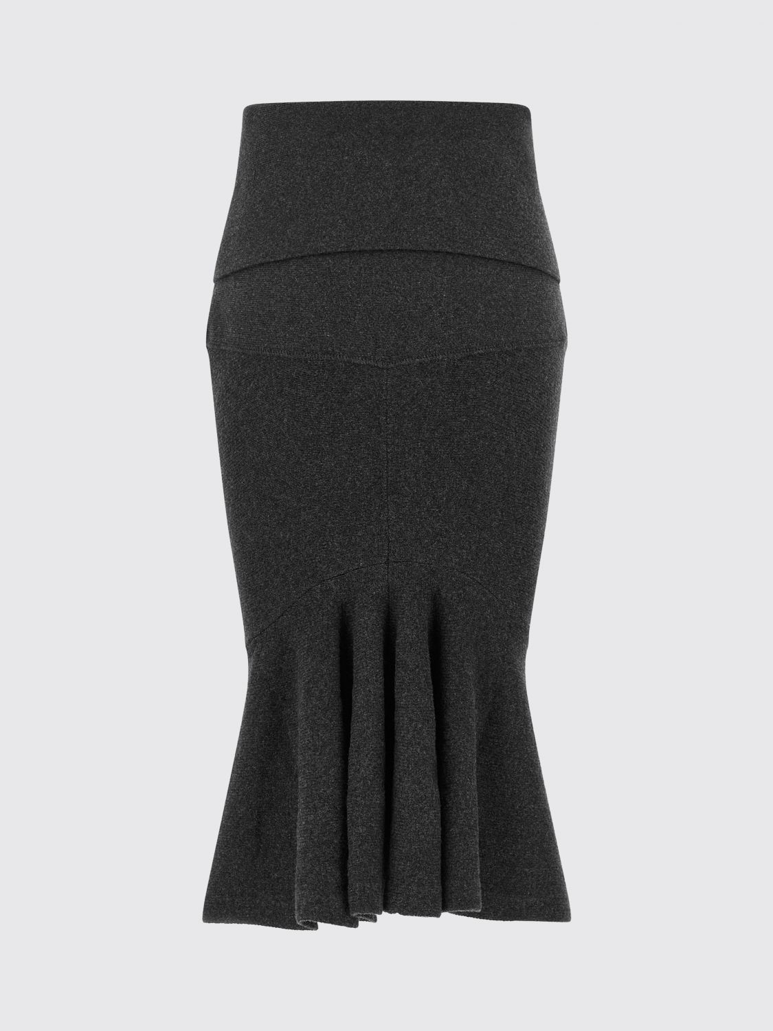 JACQUEMUS FALDA: Falda midi de punto Jacquemus de lana merina y cachemir con cintura drapeada, Gris - Img 3