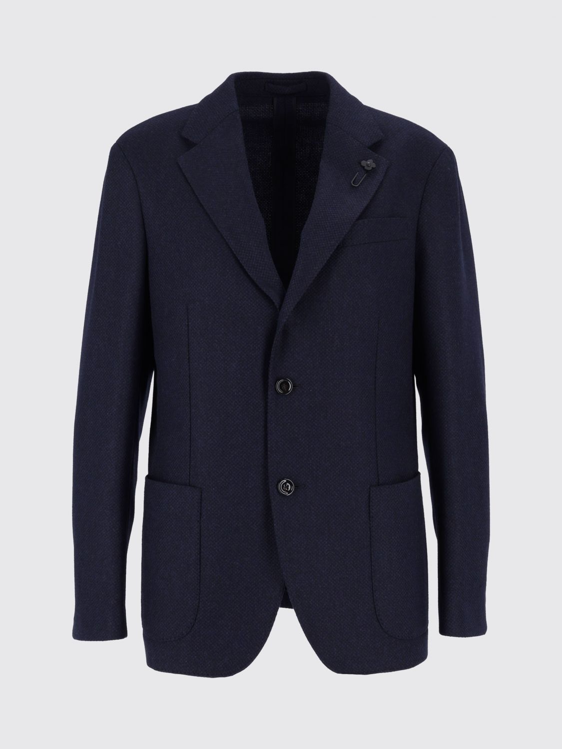 LARDINI JACKET: Single-Breasted Wool and Cashmere Blazer Lardini with Peak Lapels, Blue - Img 2