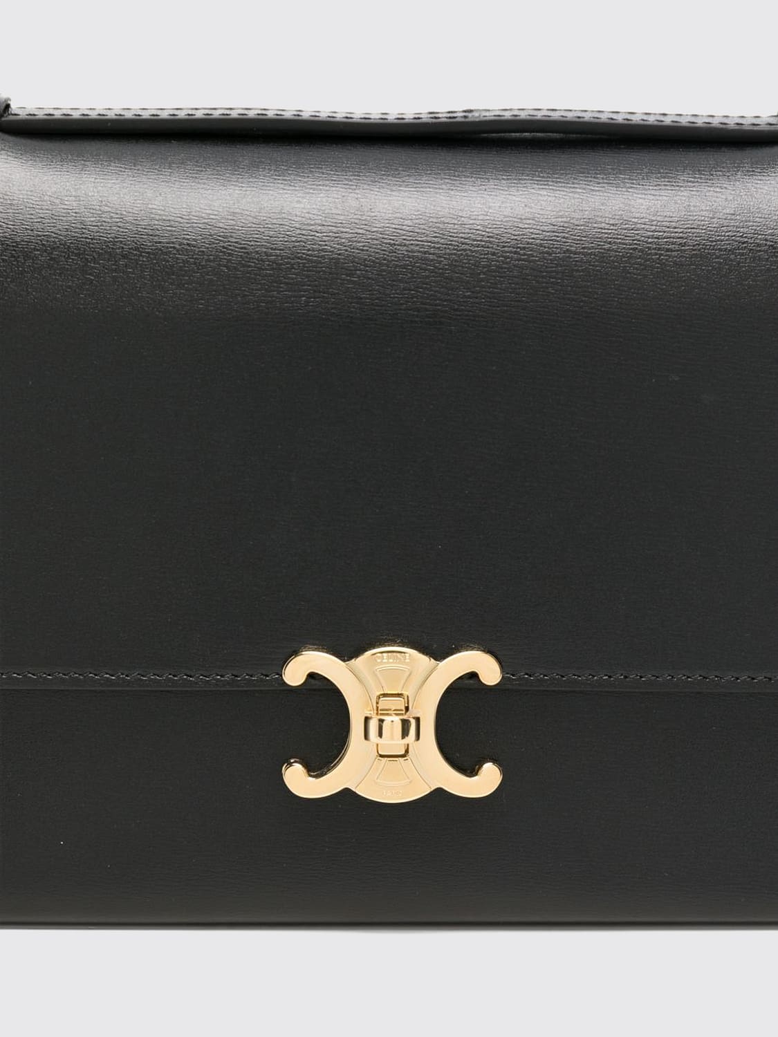 CELINE BORSA A TRACOLLA: Borsa a tracolla Triomphe CELINE in pelle di vitello con monogramma, Nero - Img 4