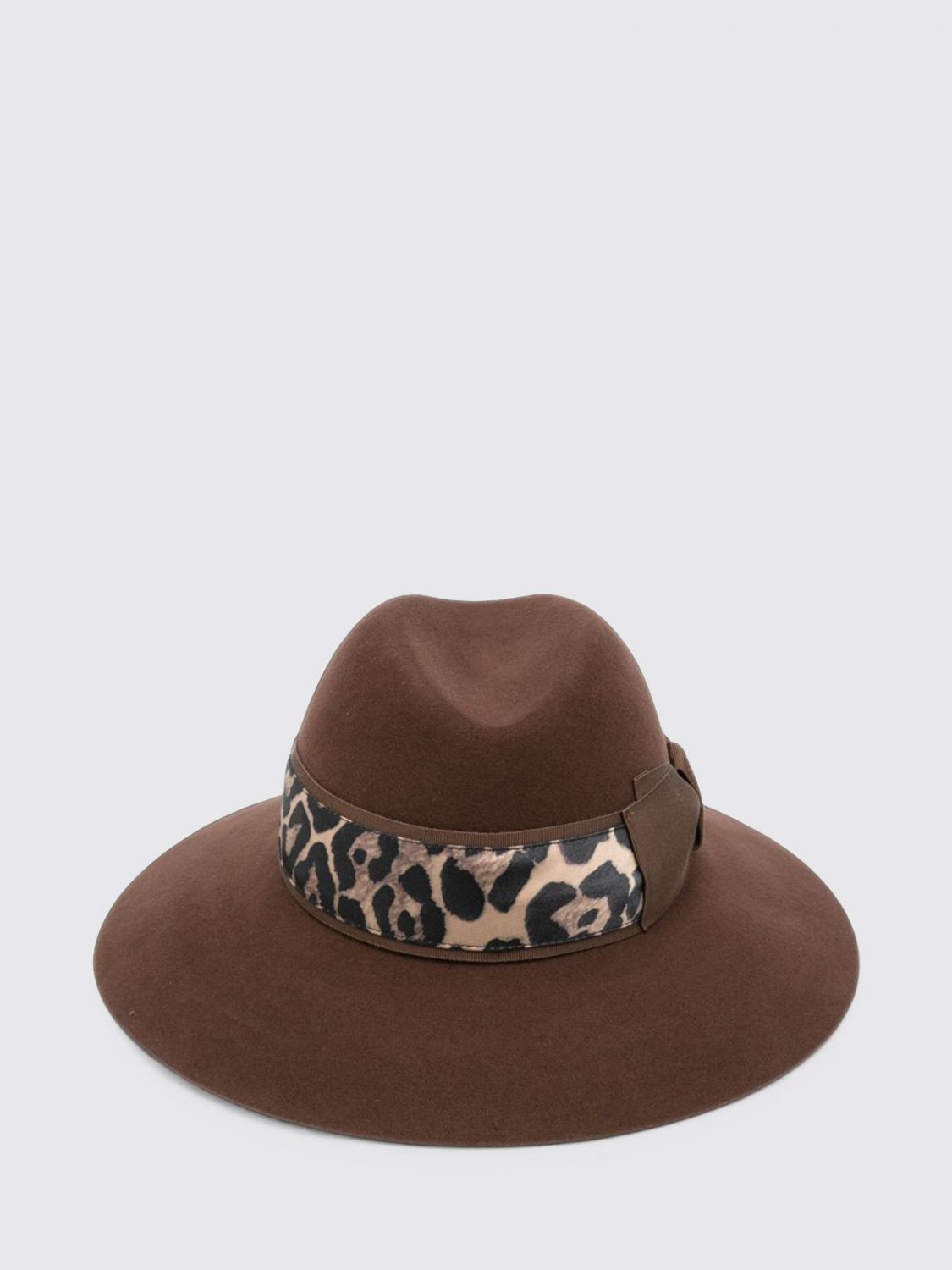 BORSALINO HAT: Borsalino Claudette Animal Print Wool Felt Wide-Brim Hat, Brown - Img 2