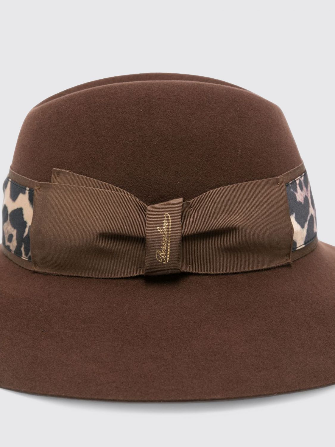 BORSALINO HAT: Borsalino Claudette Animal Print Wool Felt Wide-Brim Hat, Brown - Img 3
