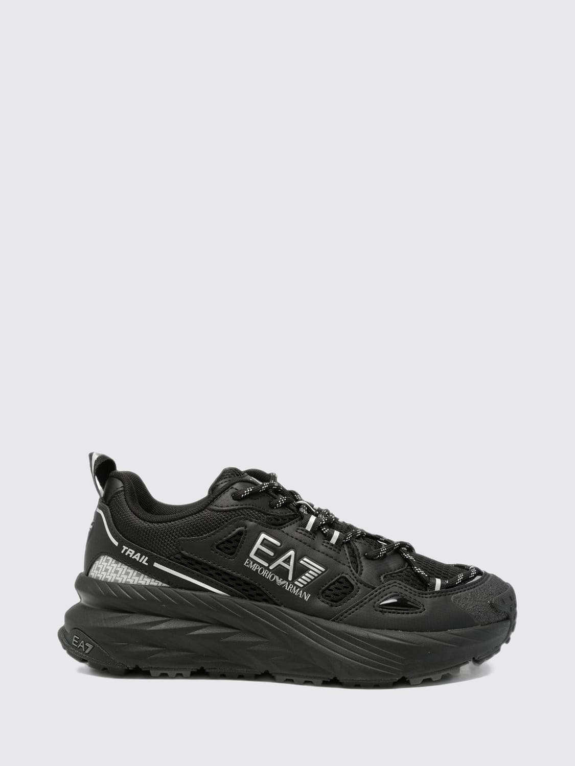 EA7 SNEAKERS: EA7 Low-Top Mesh Trainers with Chunky Sole and Printed Logo, Black - Img 1
