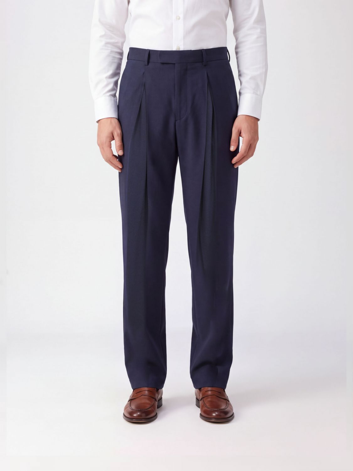 JACQUEMUS 裤子: JACQUEMUS 修身褶裥裁制长裤 粘胶棉混纺, 蓝色 - Img 1