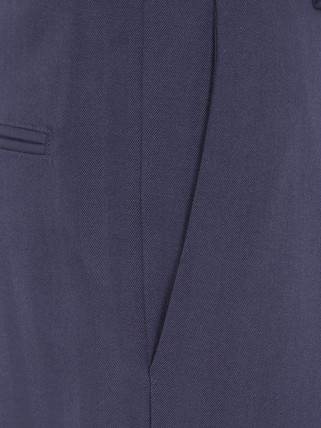 JACQUEMUS 裤子: JACQUEMUS 修身褶裥裁制长裤 粘胶棉混纺, 蓝色 - Img 4