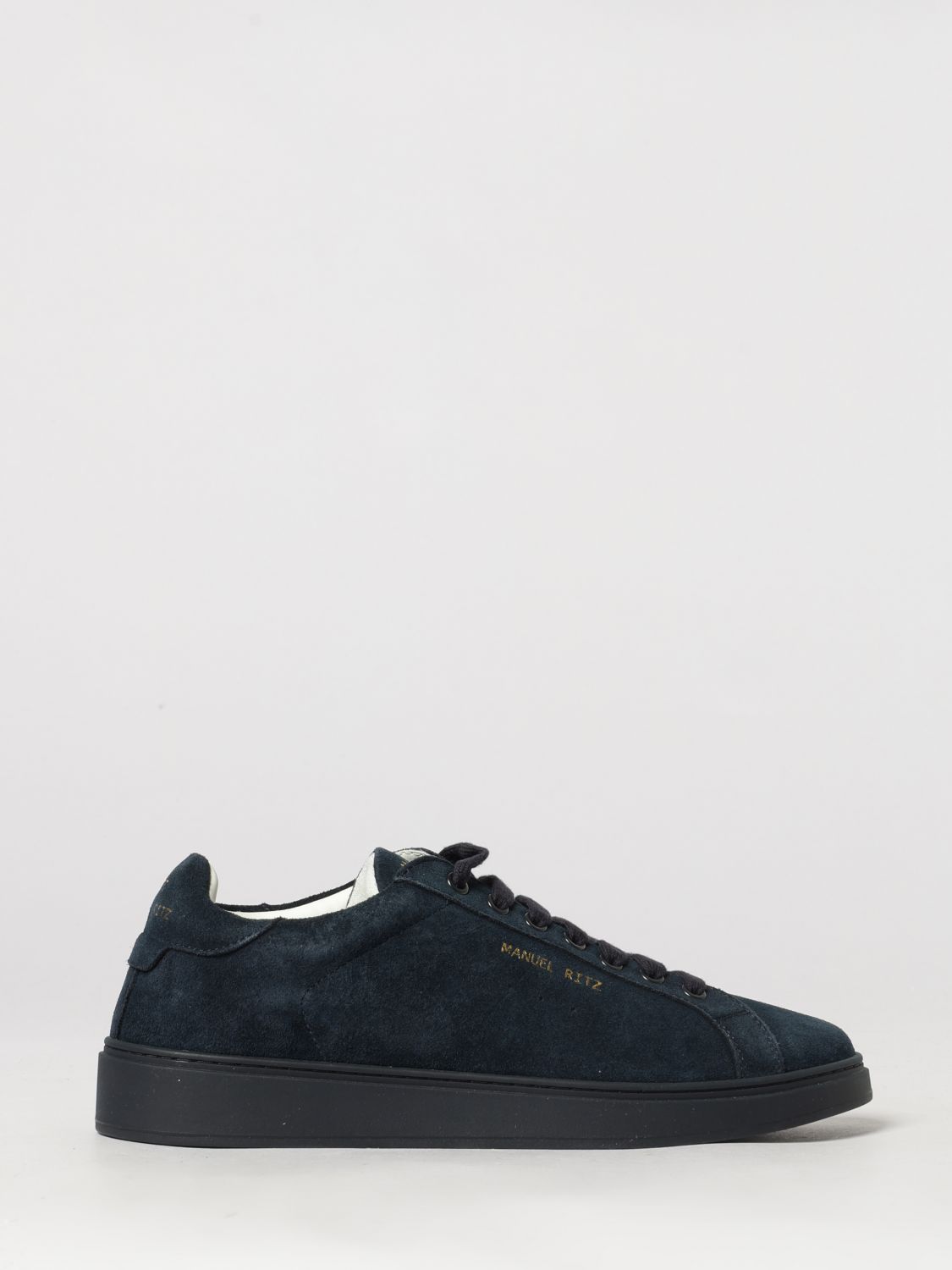 MANUEL RITZ SNEAKERS: Low-Top Suede Sneakers Manuel Ritz with Padded Ankle and Logo Detail, Blue - Img 1